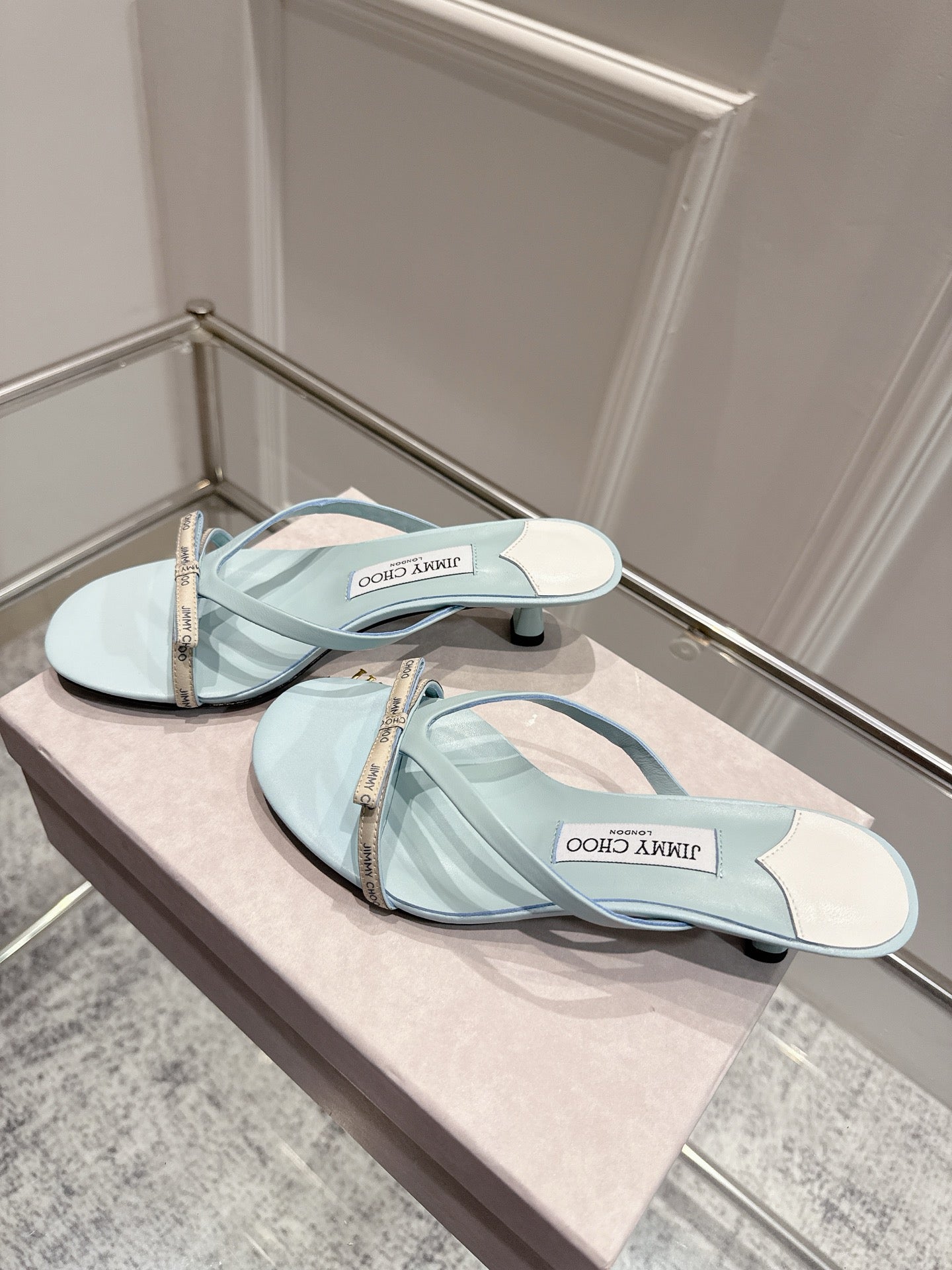 Jimmy Ciela Mules 45mm Light Blue Sheepskin 422437