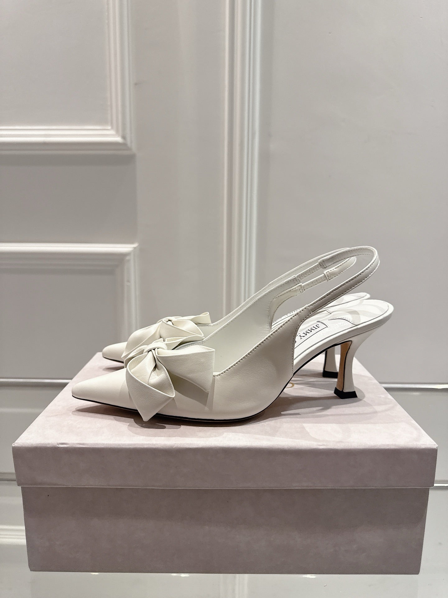Jimmy Staz Slingback 70mm White Sheepskin 422441