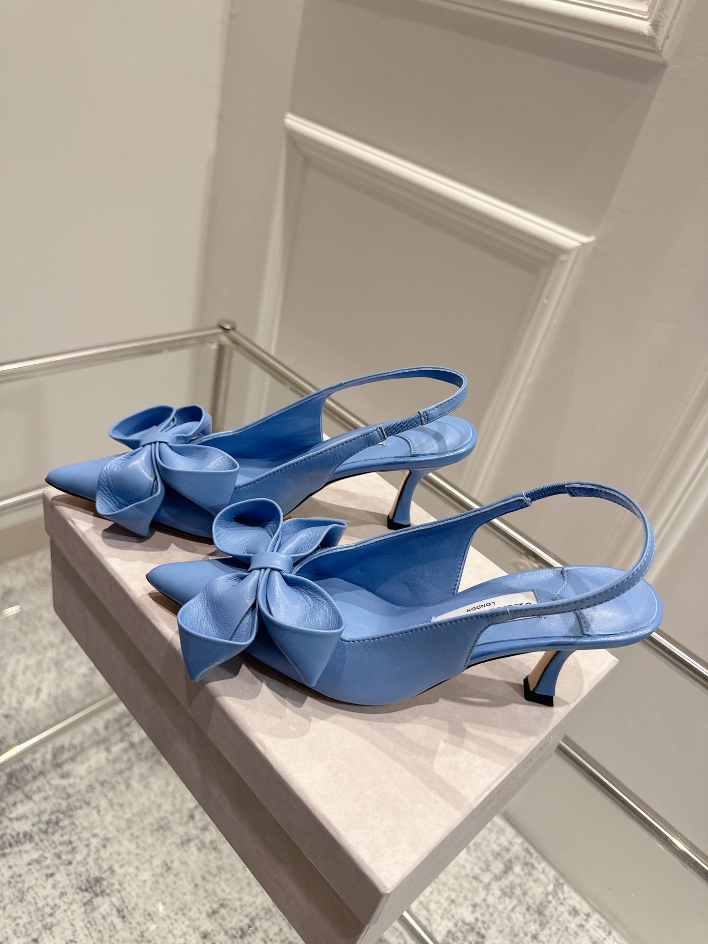 Jimmy Staz Slingback 70mm Dusty Blue Sheepskin 422443