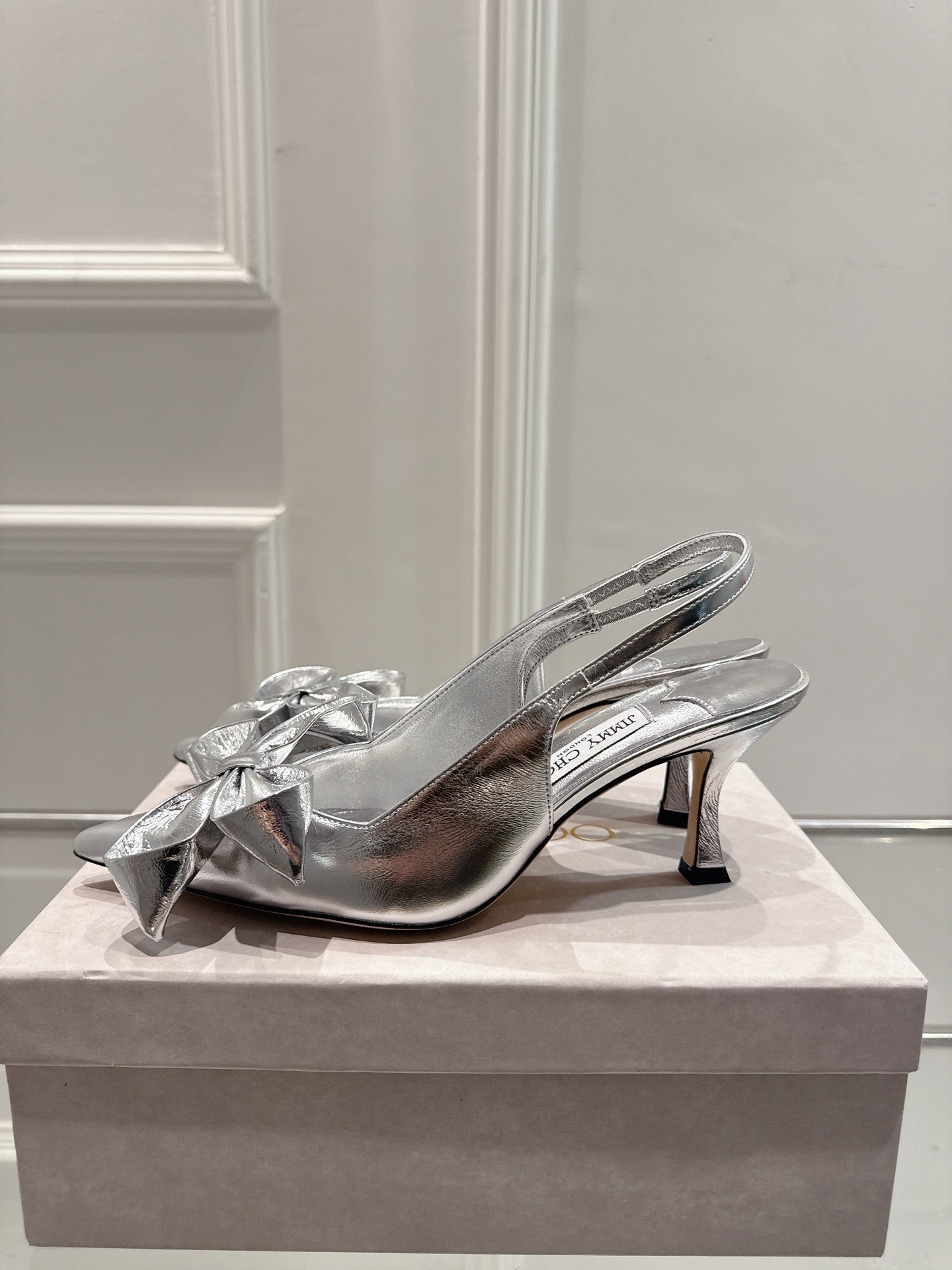 Jimmy Staz Slingback 70mm Sliver Sheepskin 422444