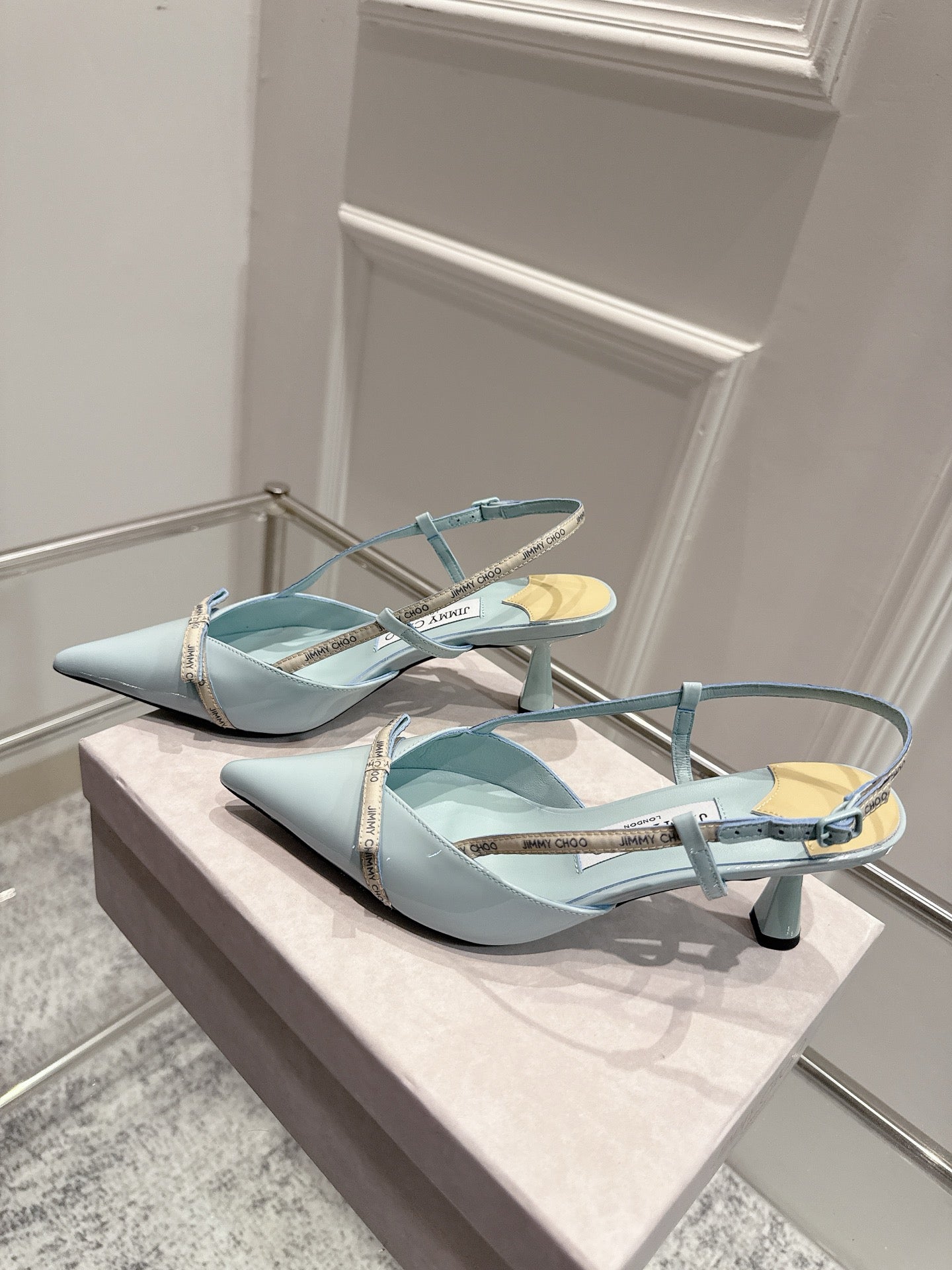 Jimmy Camila Pumps 65mm Light Blue Patent Leather 422445