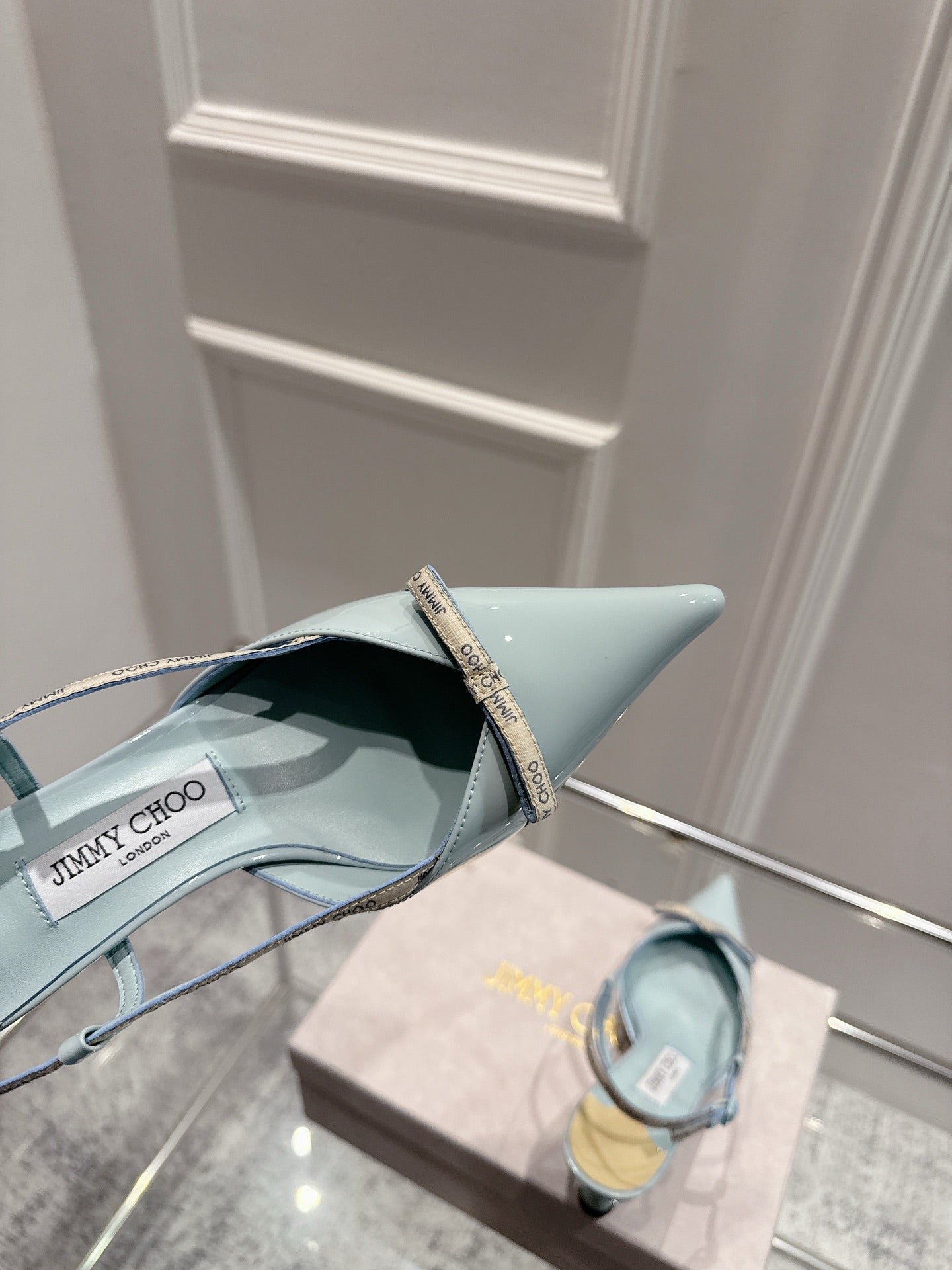 Jimmy Camila Pumps 65mm Light Blue Patent Leather 422445