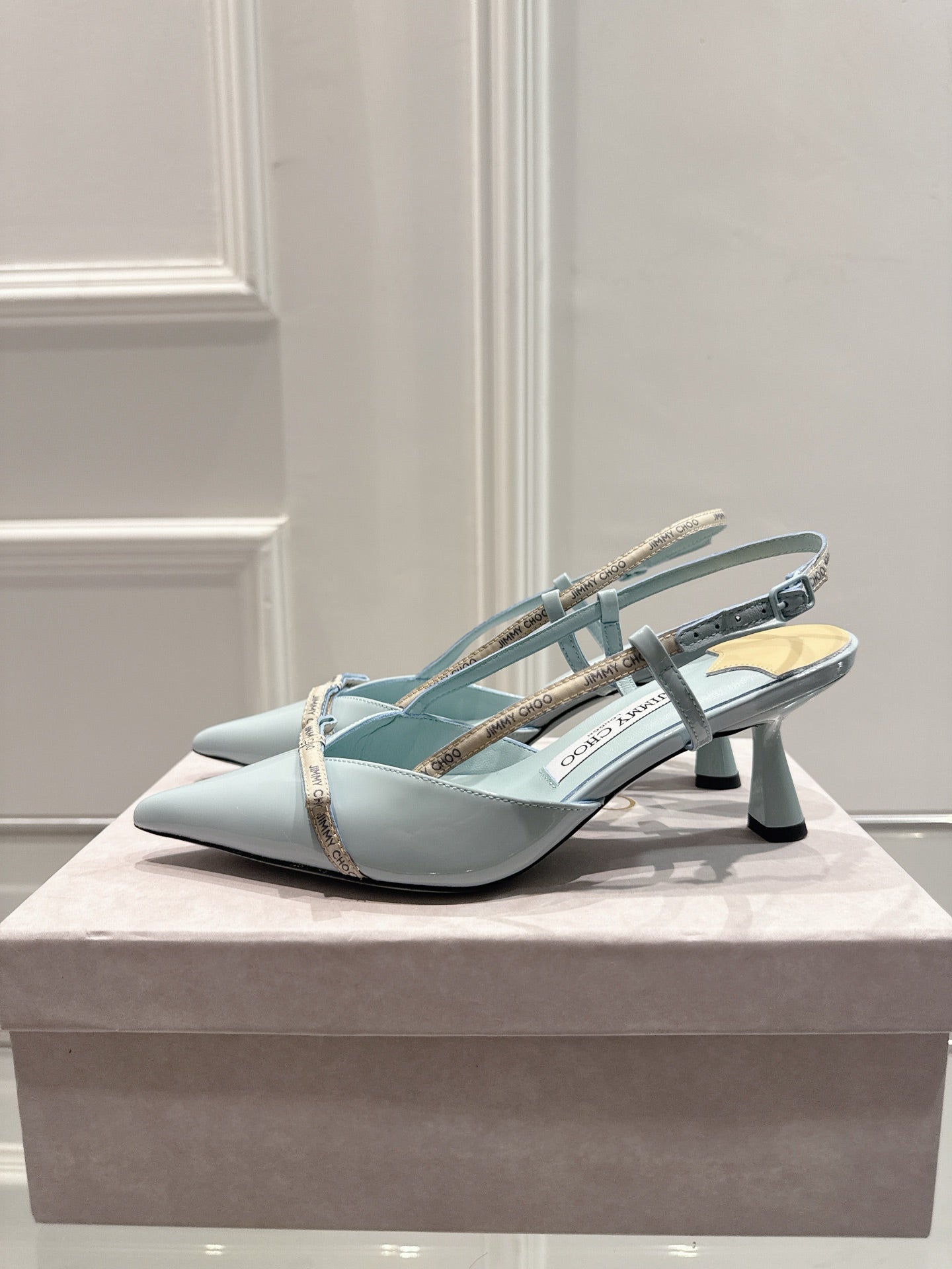 Jimmy Camila Pumps 65mm Light Blue Patent Leather 422445
