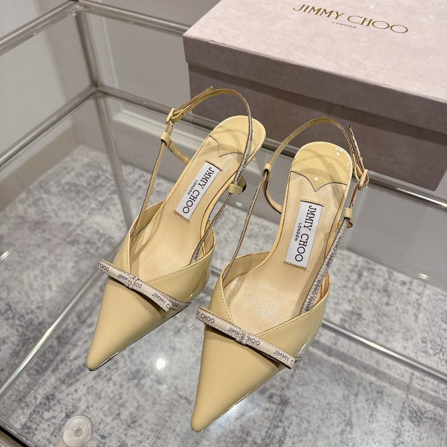 Jimmy Camila Pumps 65mm Beige Patent Leather 422446
