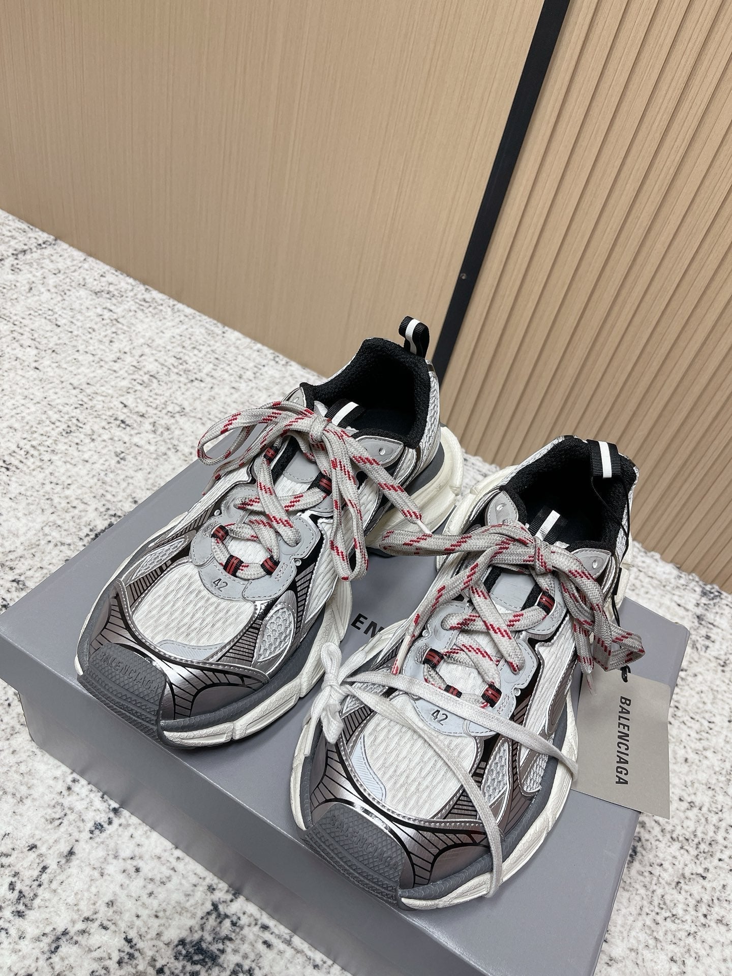 Balenciaga Sneaker Mesh Lace-up Black White Fabric 534178