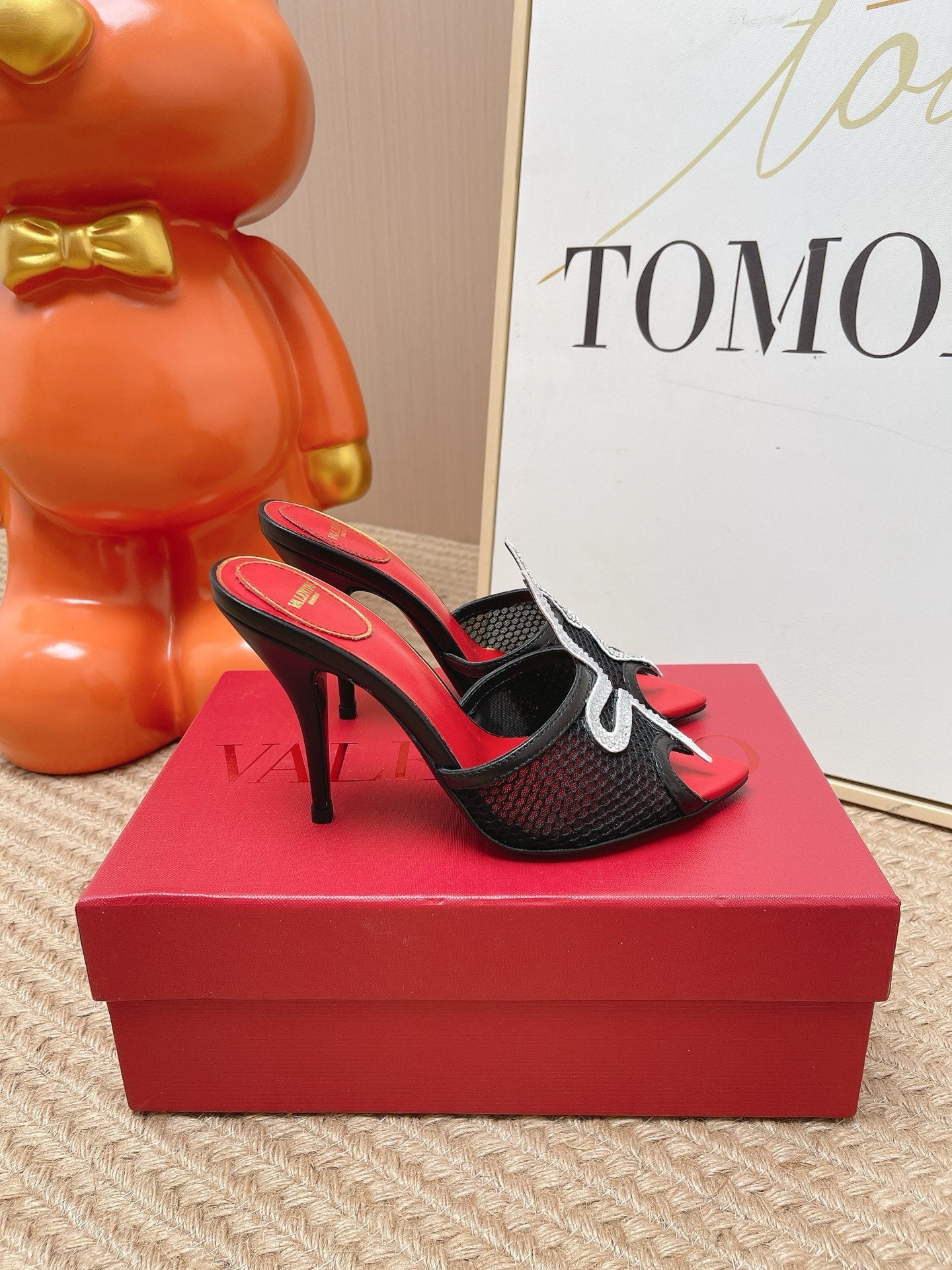 VT 26s Coeur Vipère Sandal 10cm Black Mesh Leather 855266