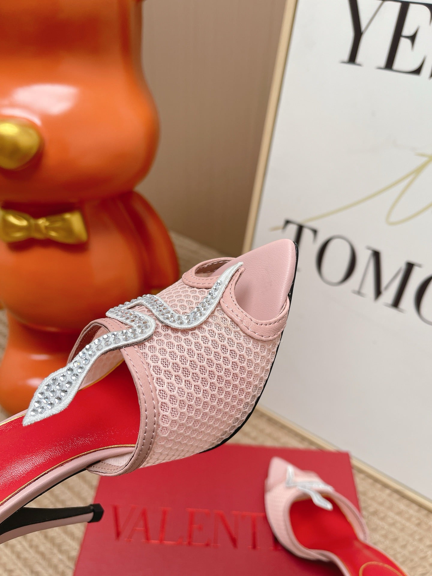 VT 26s Coeur Vipère Sandal 10cm Light Pink Mesh Leather 855267