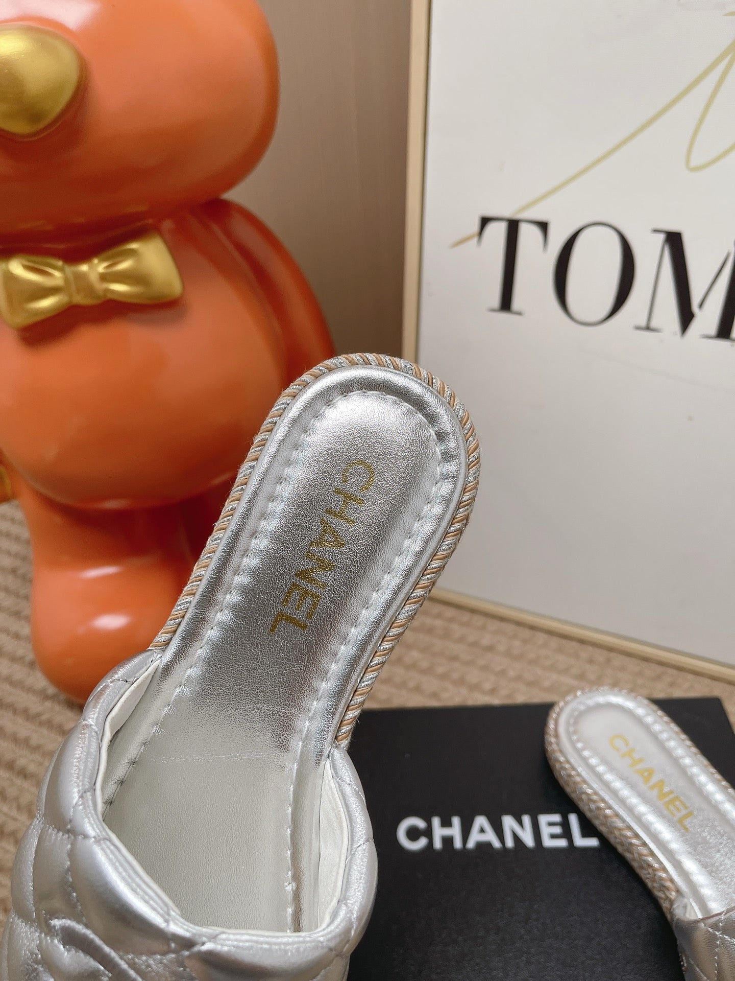 CC 26s Quilted Espadrille Slides Sliver Leather 950788