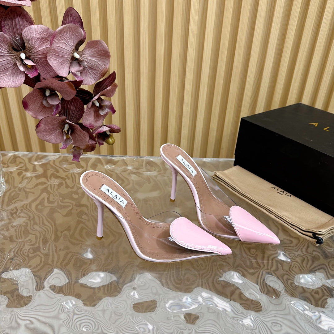 Alaila Mule 100mm In Pink Lambskin 957209