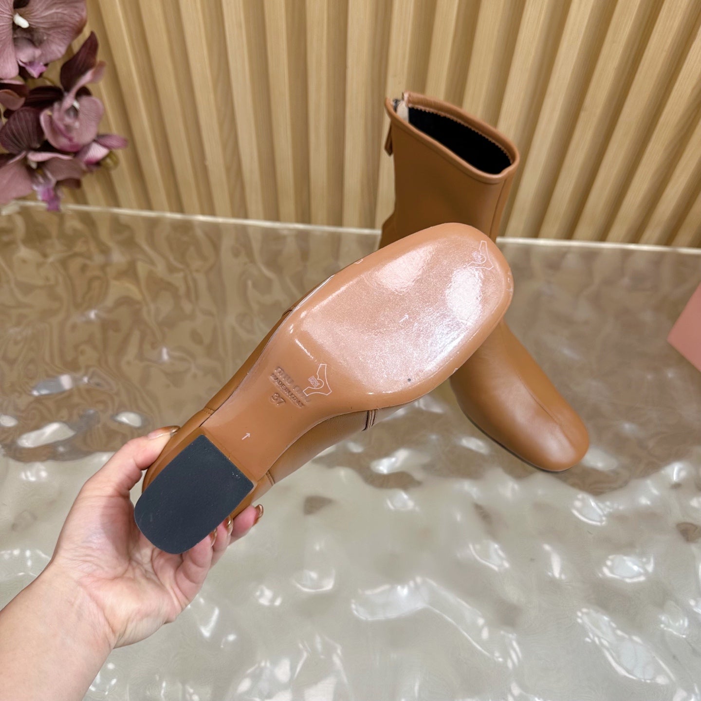 Miu Bootie Camel  Nappa Leather  498179