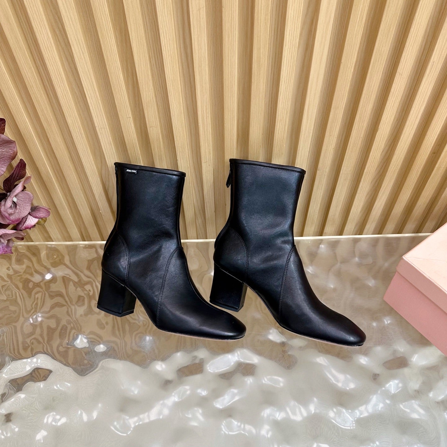 Miu Booties Black Nappa Leather 498180