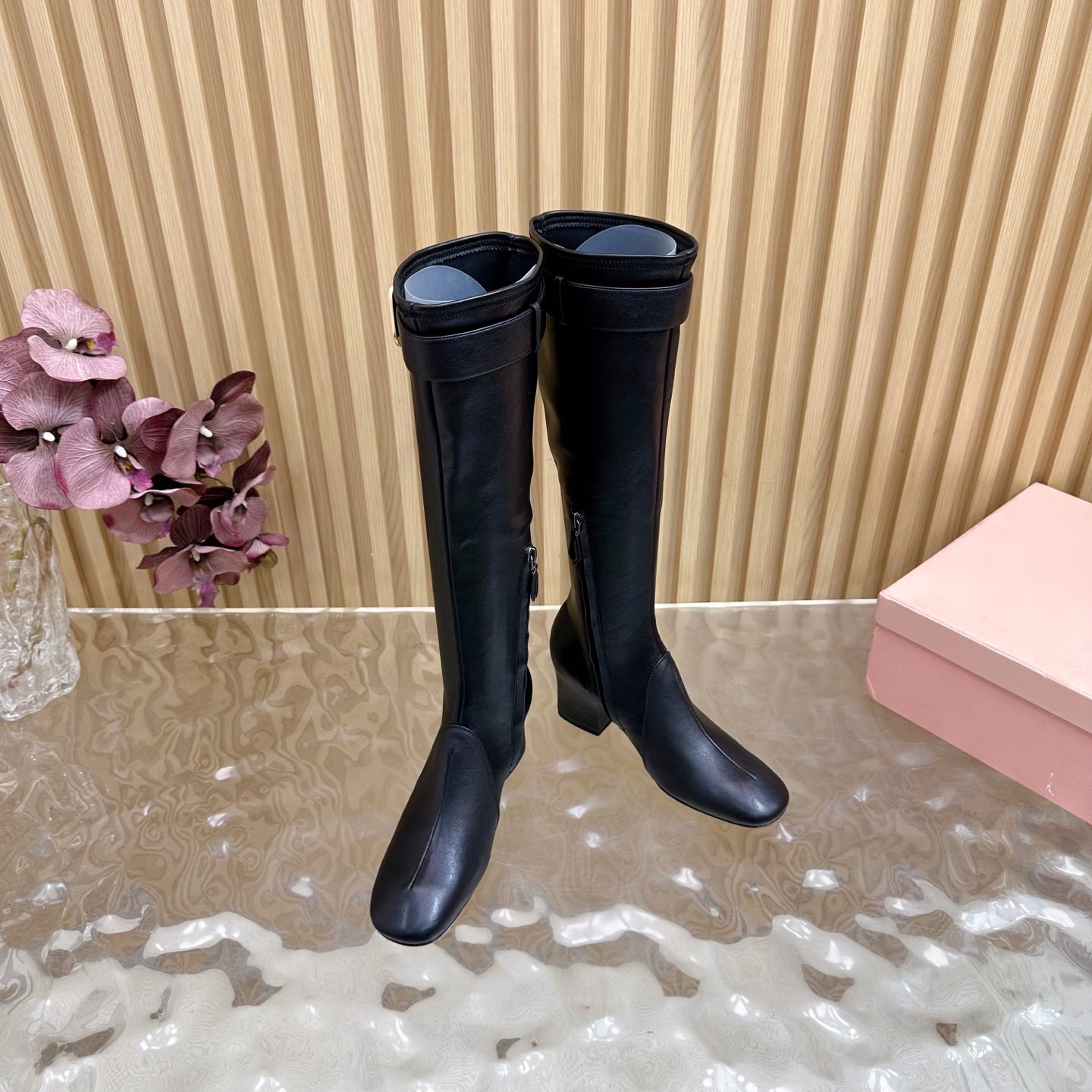 Miu Boots With Buckle Black Nappa Leather  498183