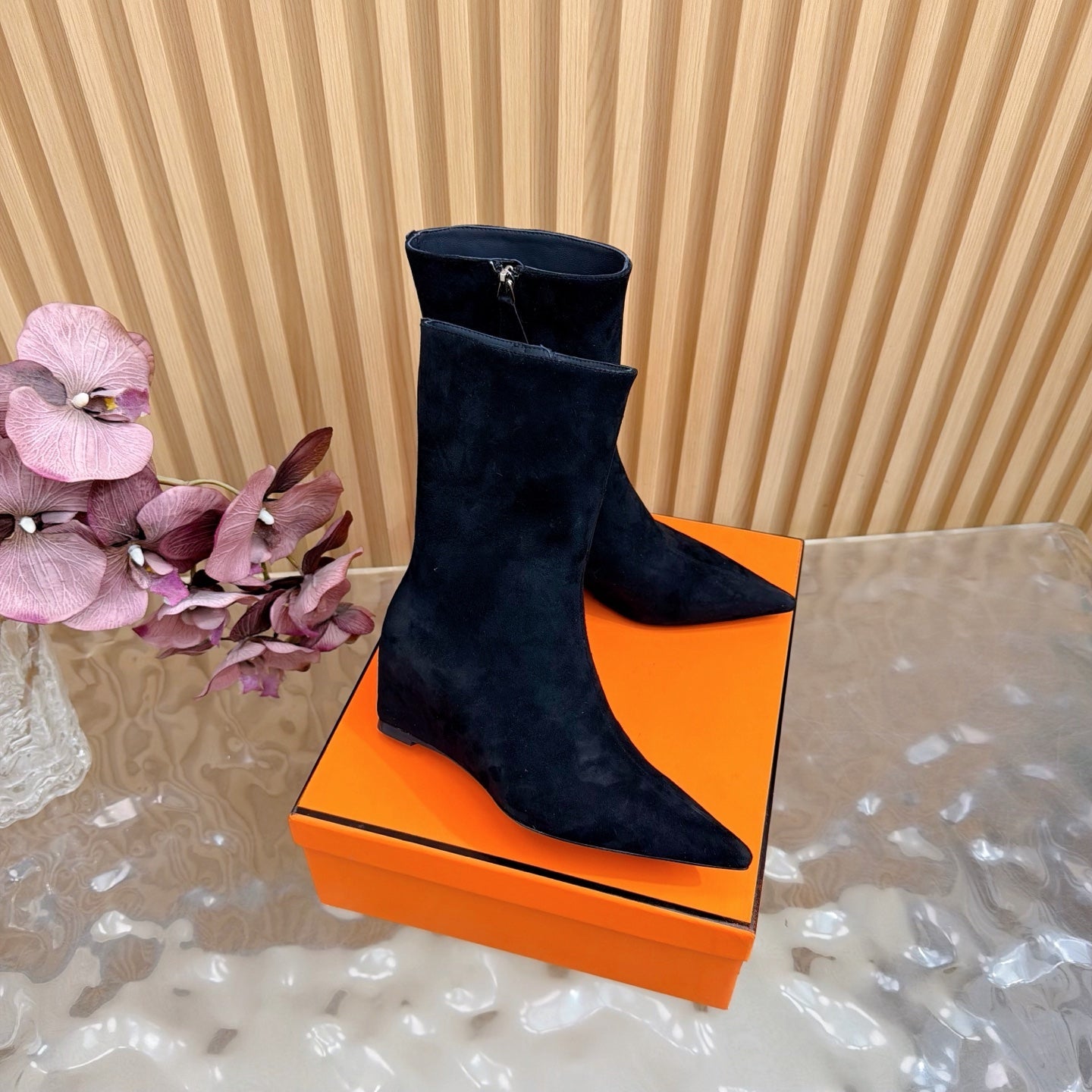 HM Leonie Ankle Boots 7cm Black  Suede 589198