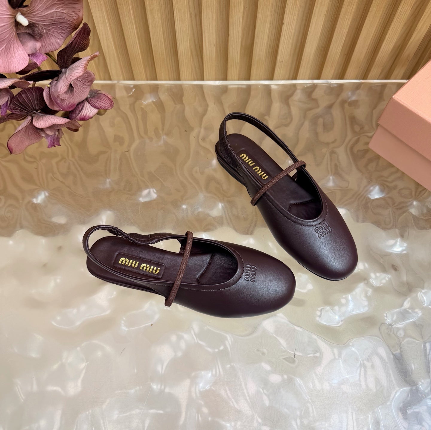 Miu 26s Slingback Ballerinas Deep Burugndy Lambskin 933413