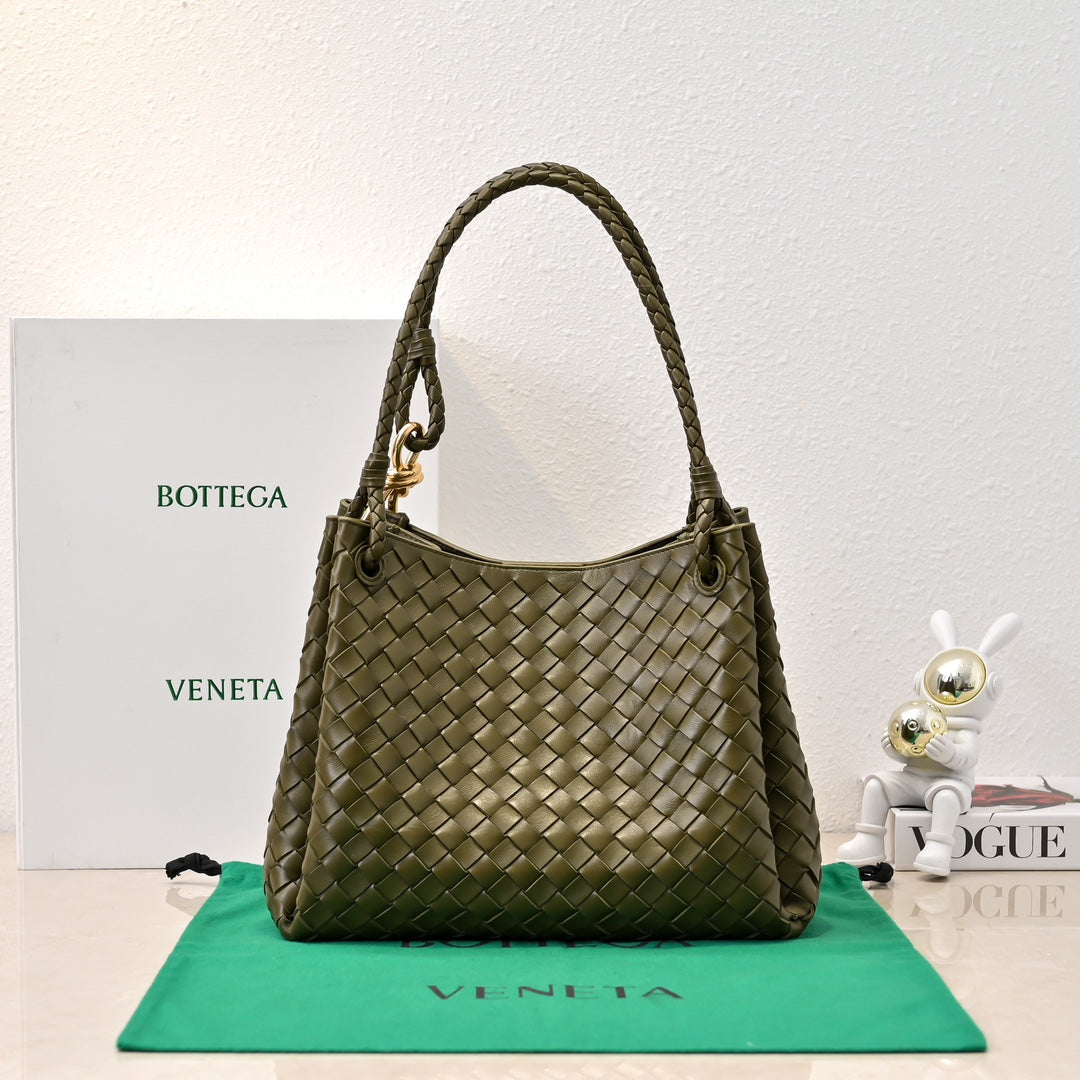 BV 26s Parachute Bag Olive Intrecciato Leather 291411