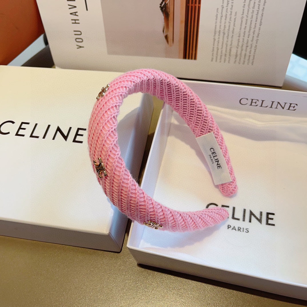 BRIGHT PINK WOOL FABRIC HAIRBAND 402915