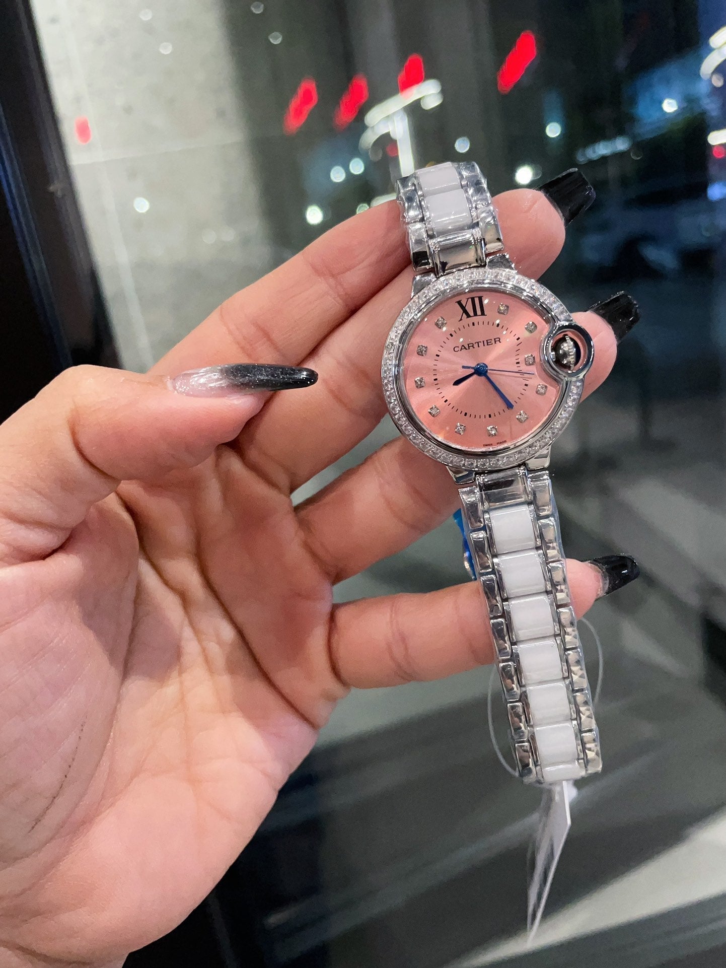 Cartier Men's Bleu Balloon 33mm Silver Pink Dial