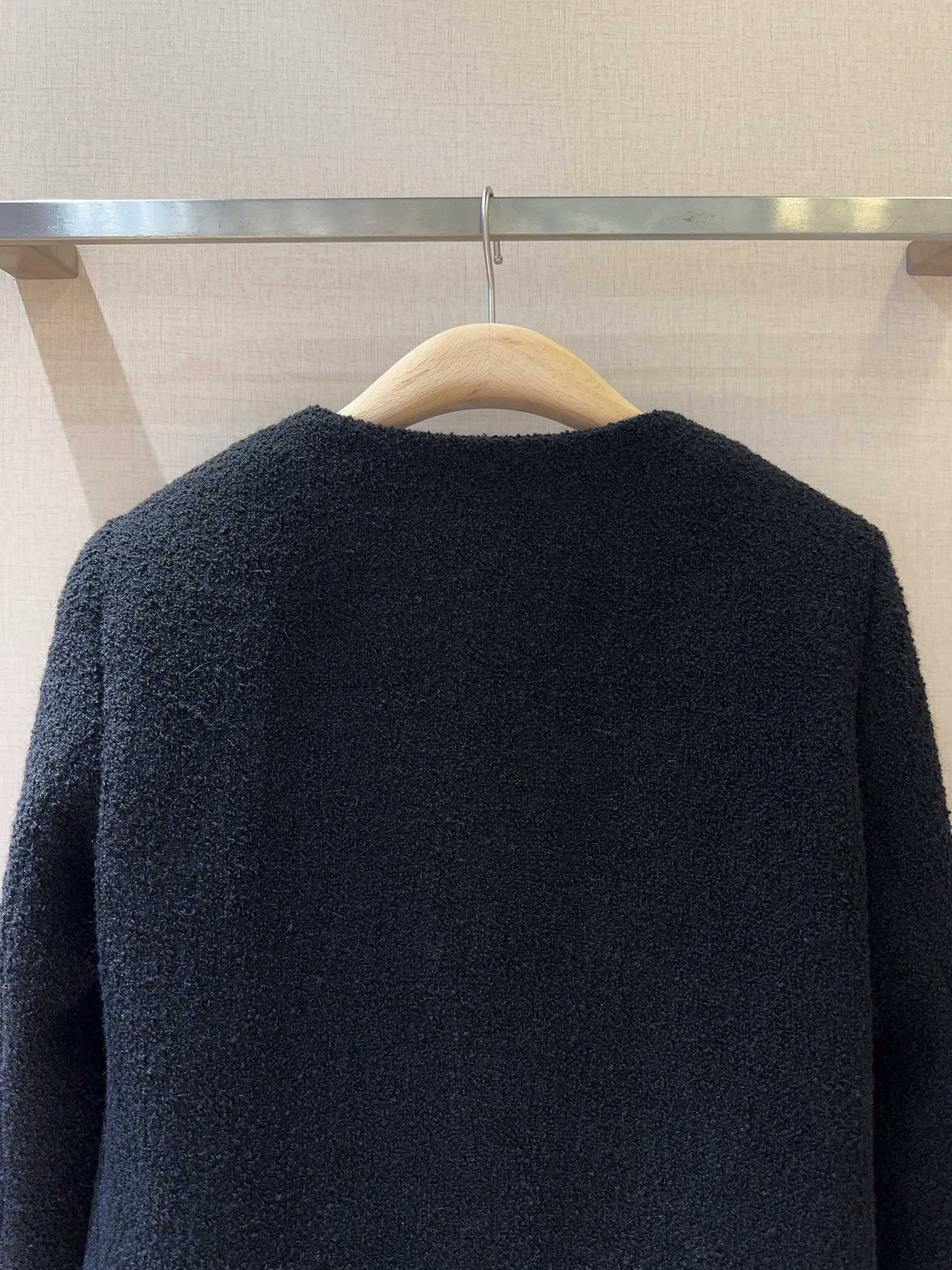 YSL 26s Cropped Jacket Navy Blue Tweed 413215