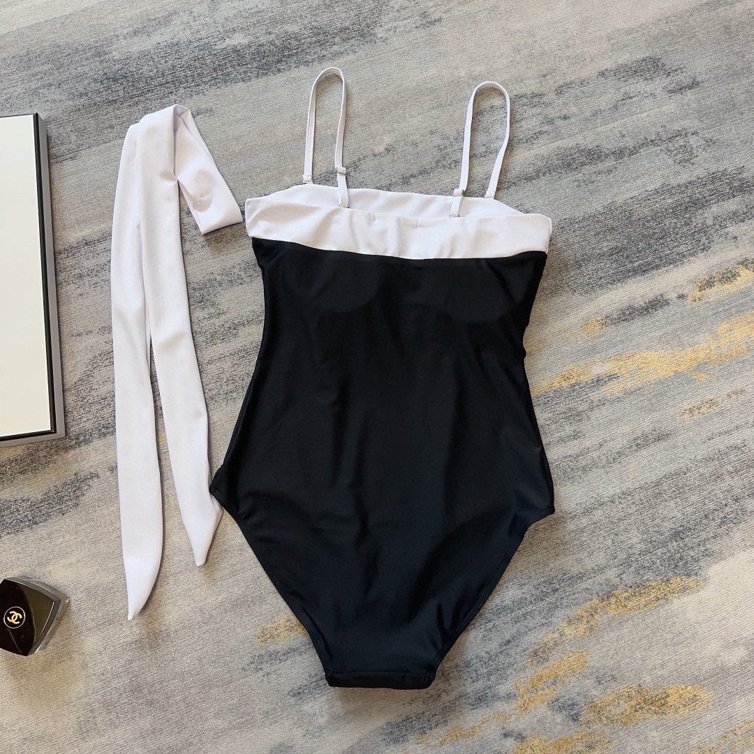 CC One-Piece Bikini Black White 201872