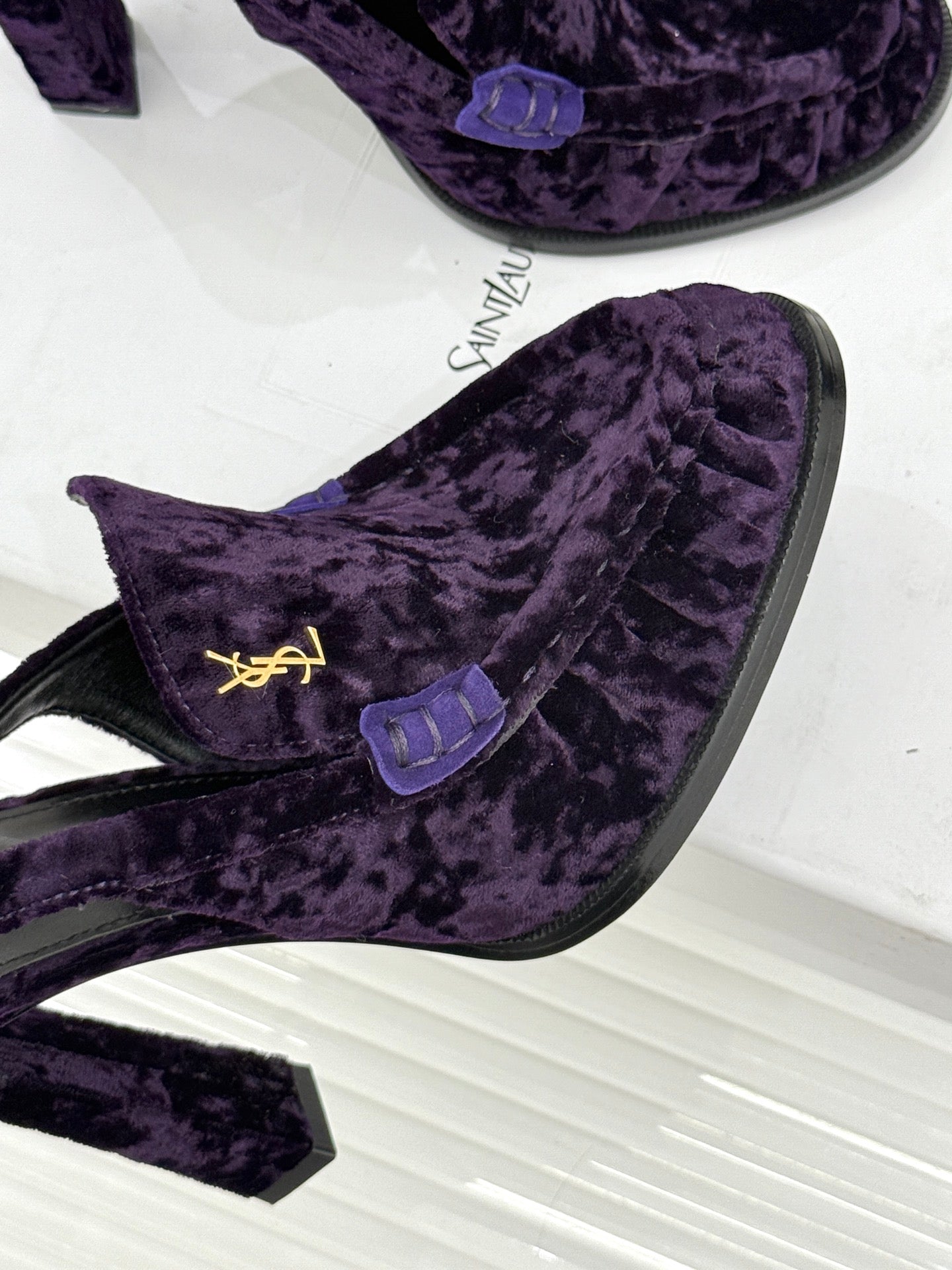 YSL 26WF Le Slingback 10.5cm Purple Velvet642957