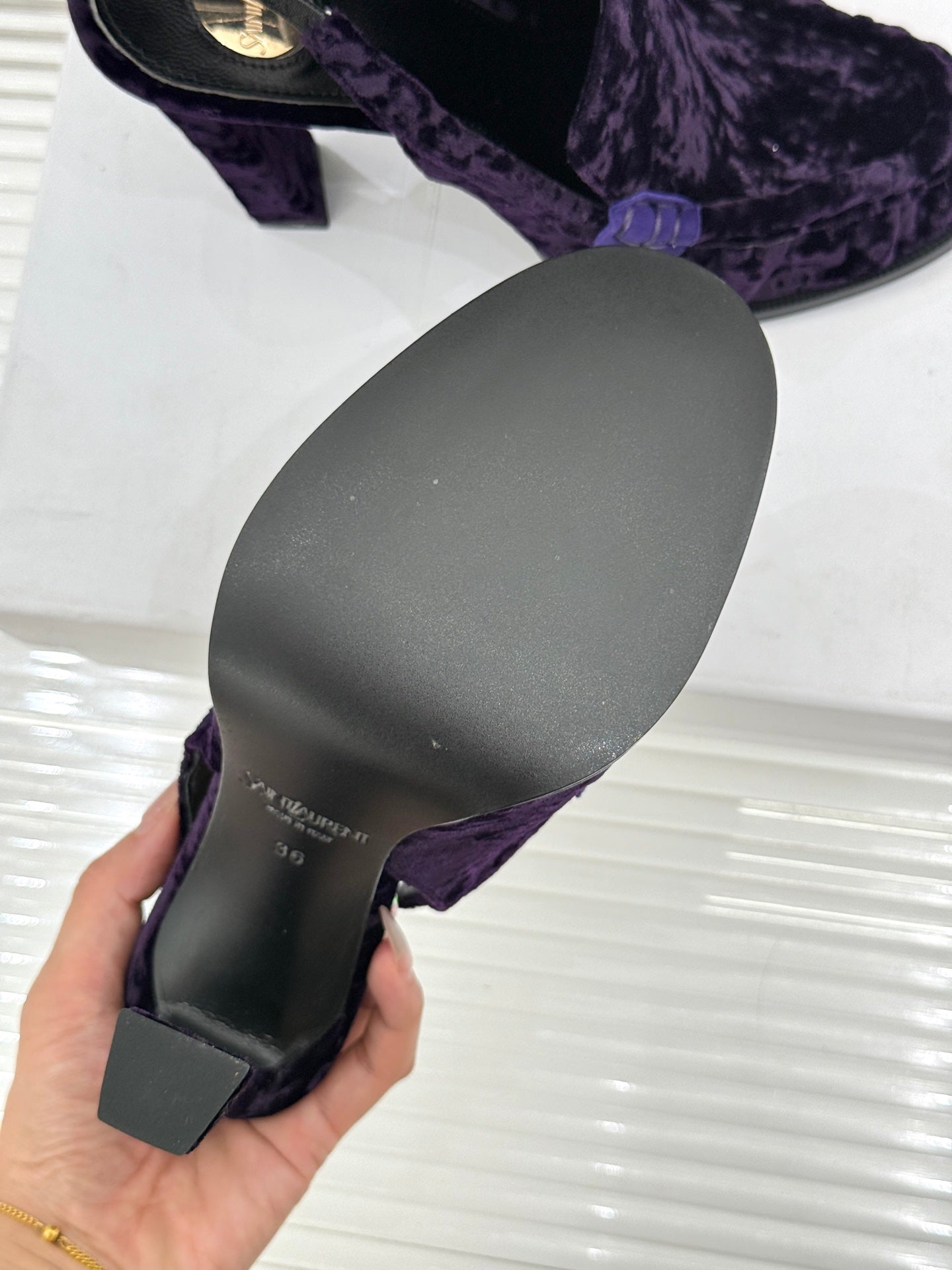 YSL 26WF Le Slingback 10.5cm Purple Velvet642957