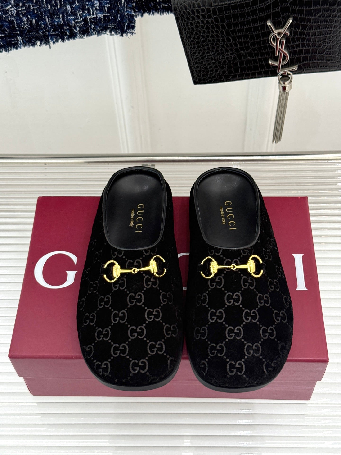 GG Mule With Horsebit Black Suede 905747