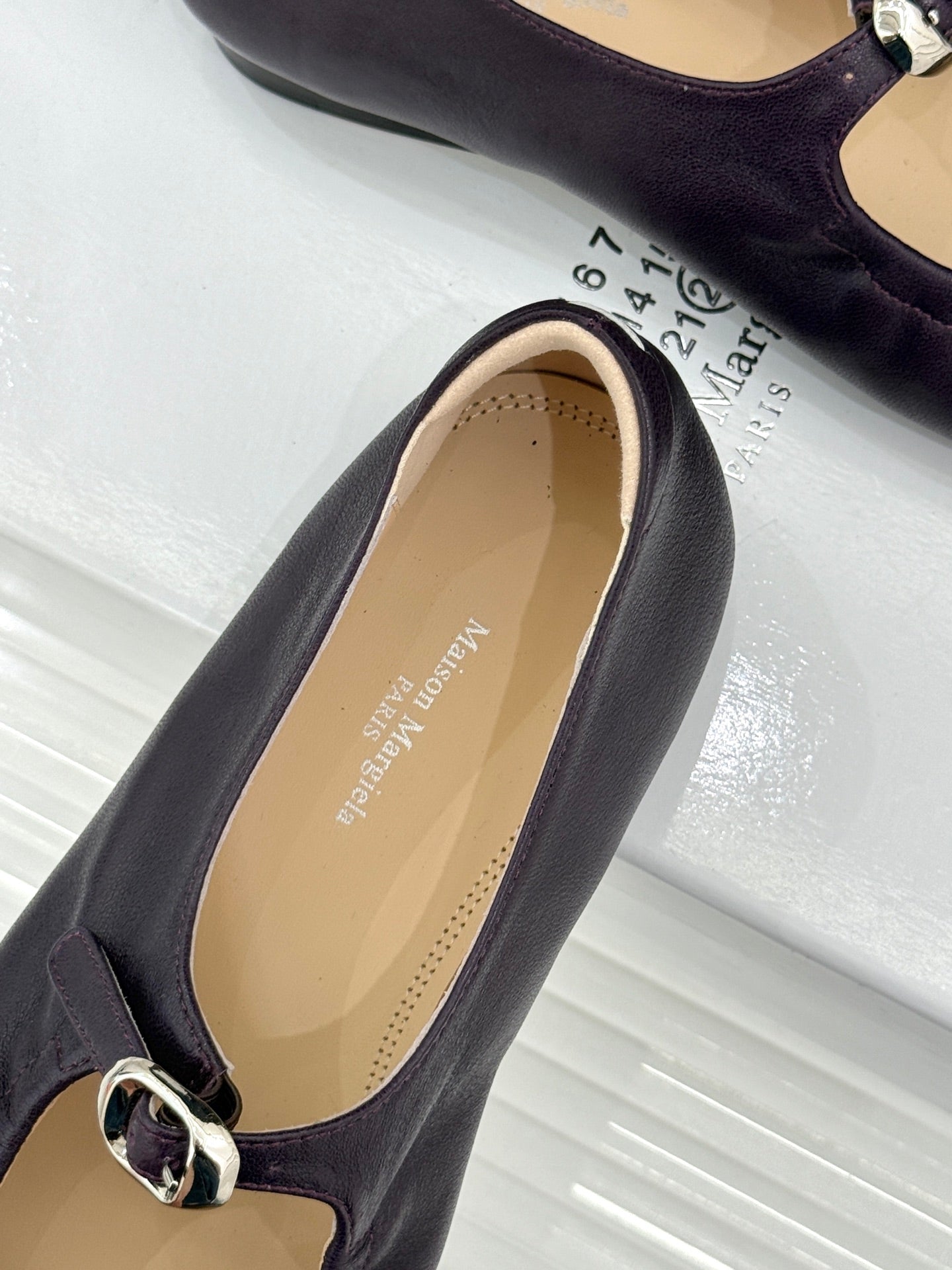 MM6 26s Tabi Mary Jane Ballerina Flats Coffee Leather 991572