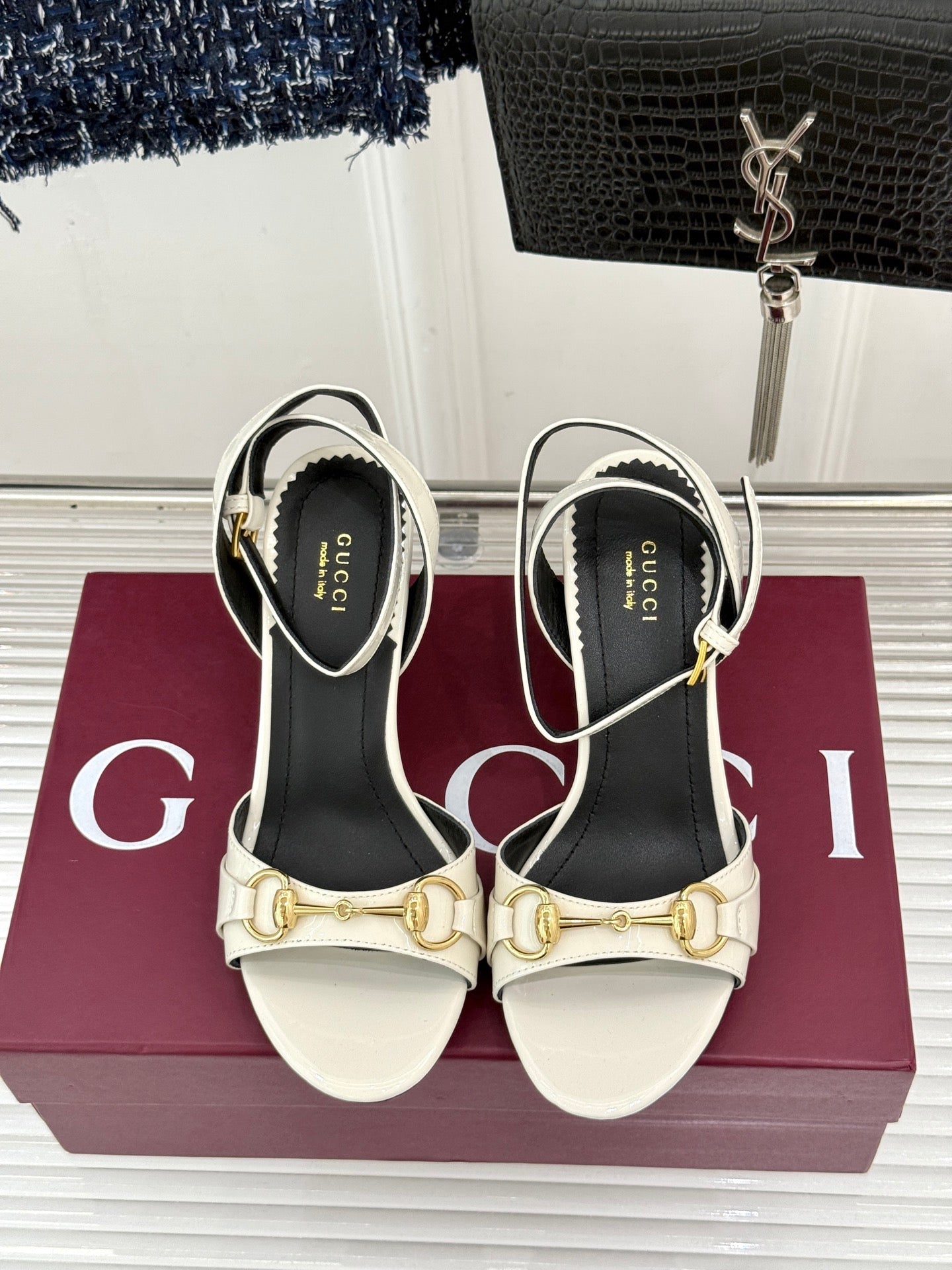 GG 26s Donna Wedge Sandal 8cm White Sheepskin 991722