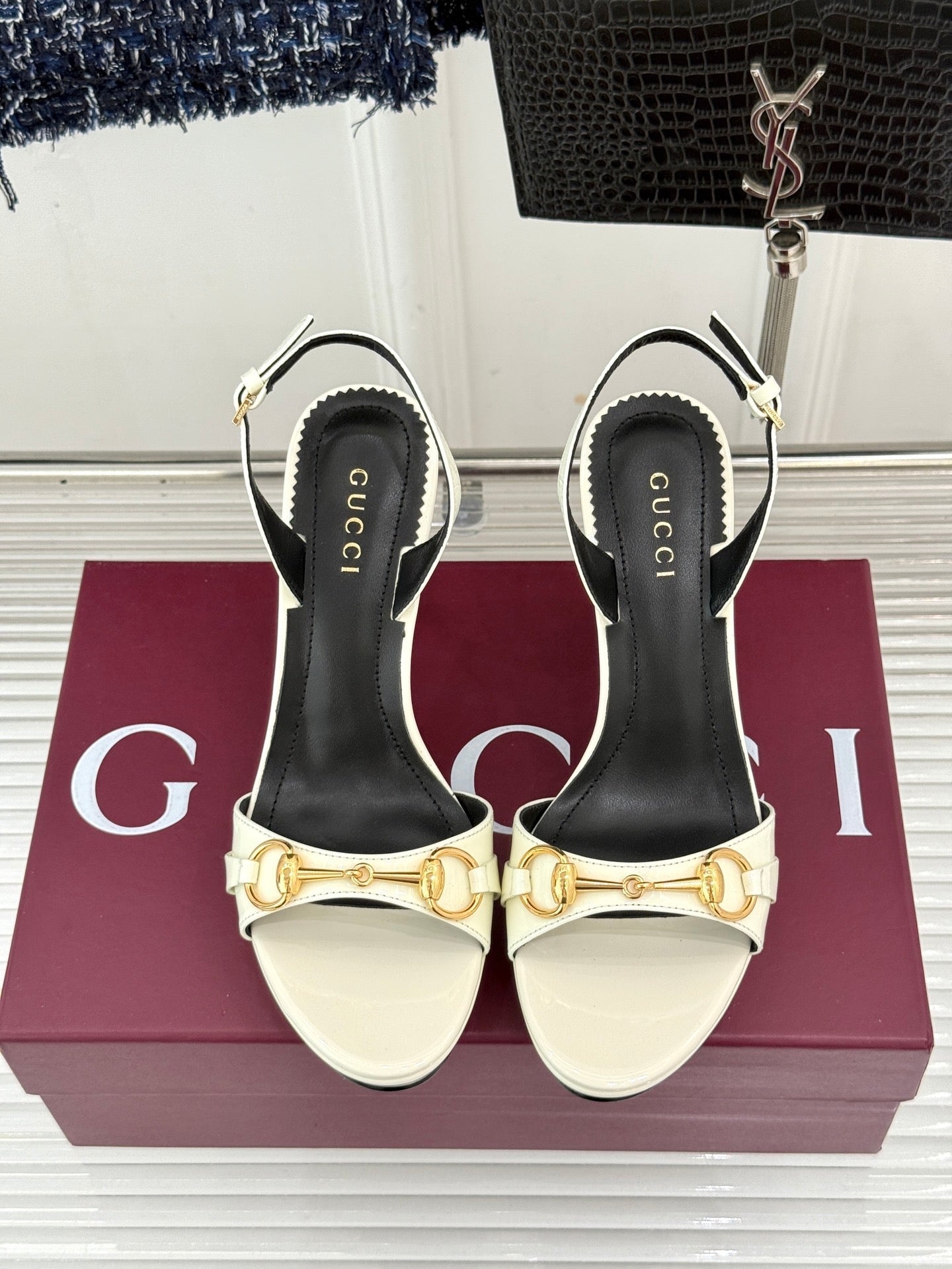 GG 26s Donna Platform Sandal 12cm White Patent Leather 991729