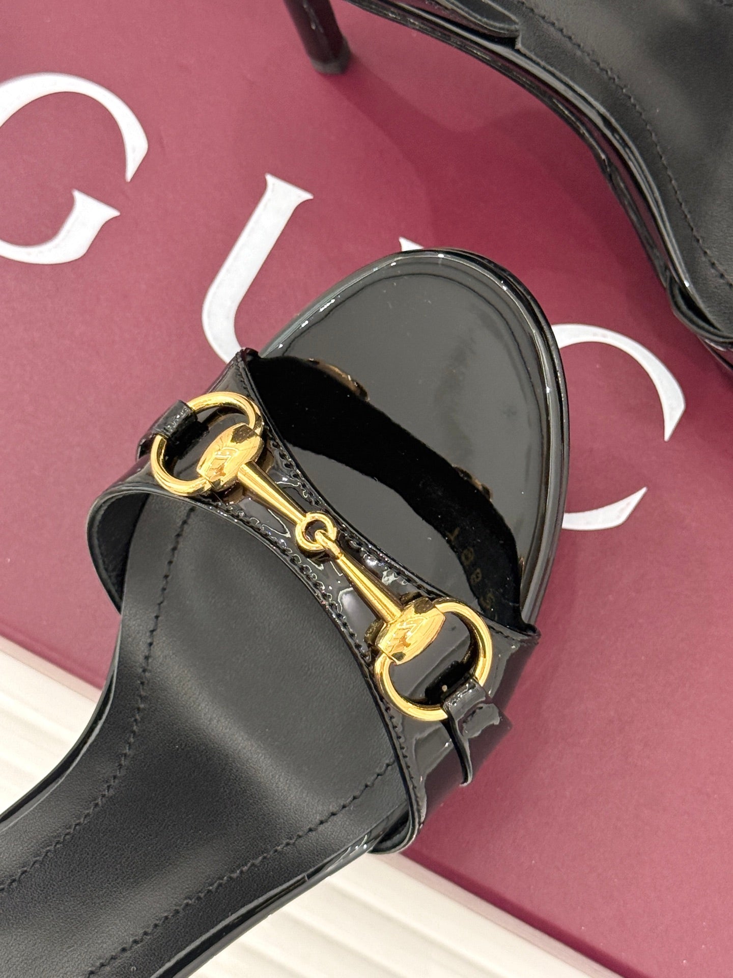 GG 26s Donna Platform Sandal 12cm Black Patent Leather 991730