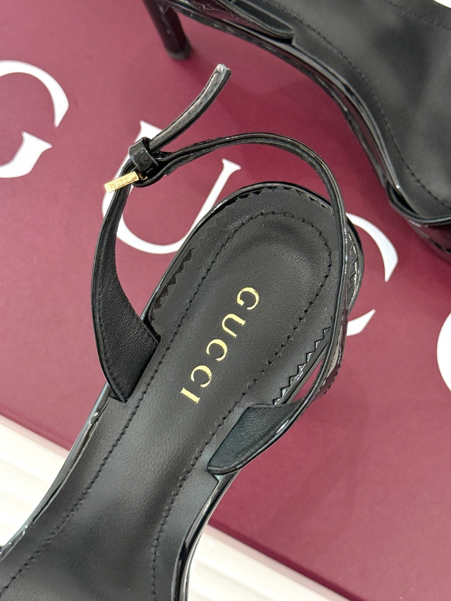 GG 26s Donna Platform Sandal 12cm Black Patent Leather 991730
