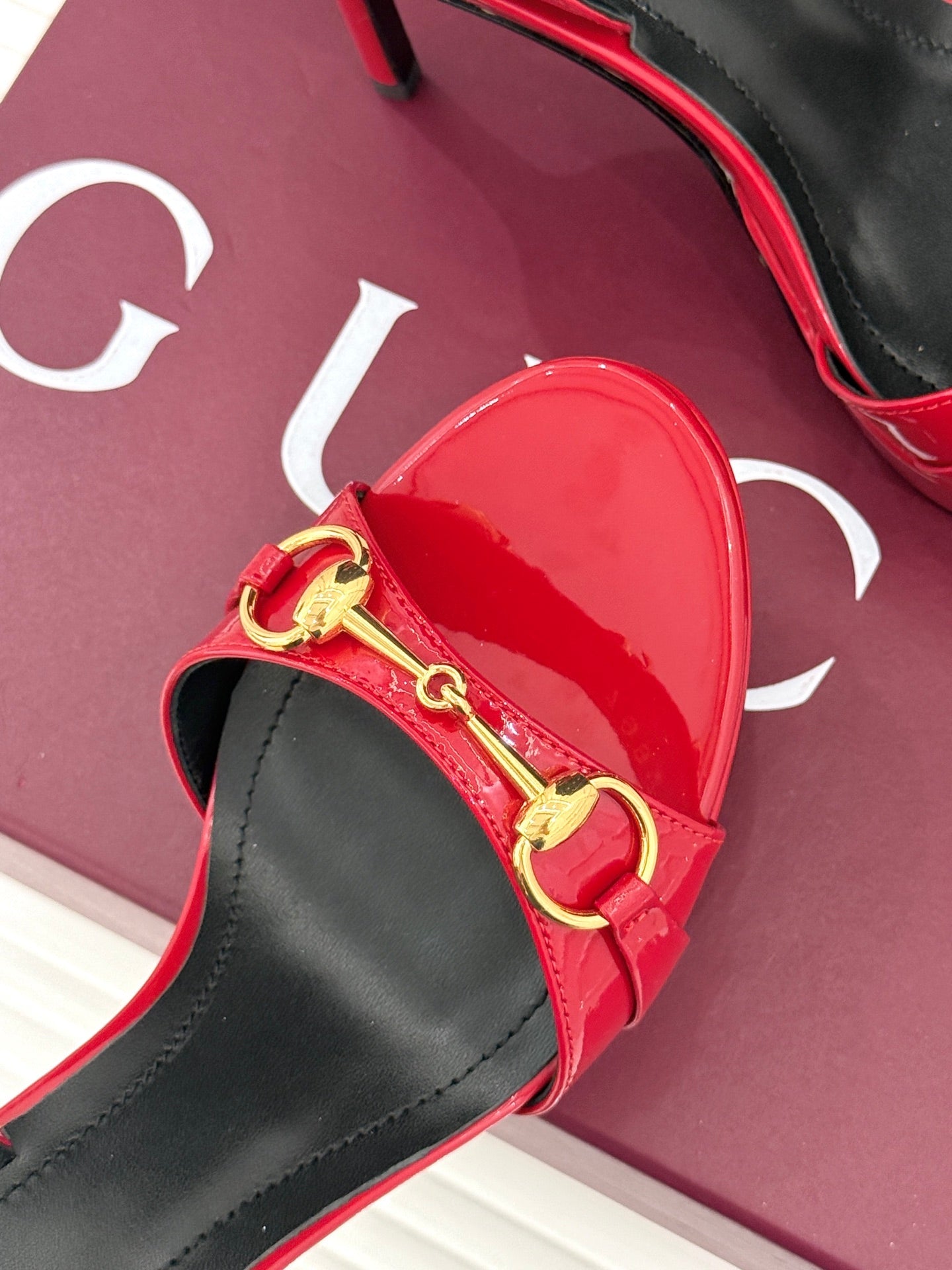 GG 26s Donna Platform Sandal 12cm Red Patent Leather 991731