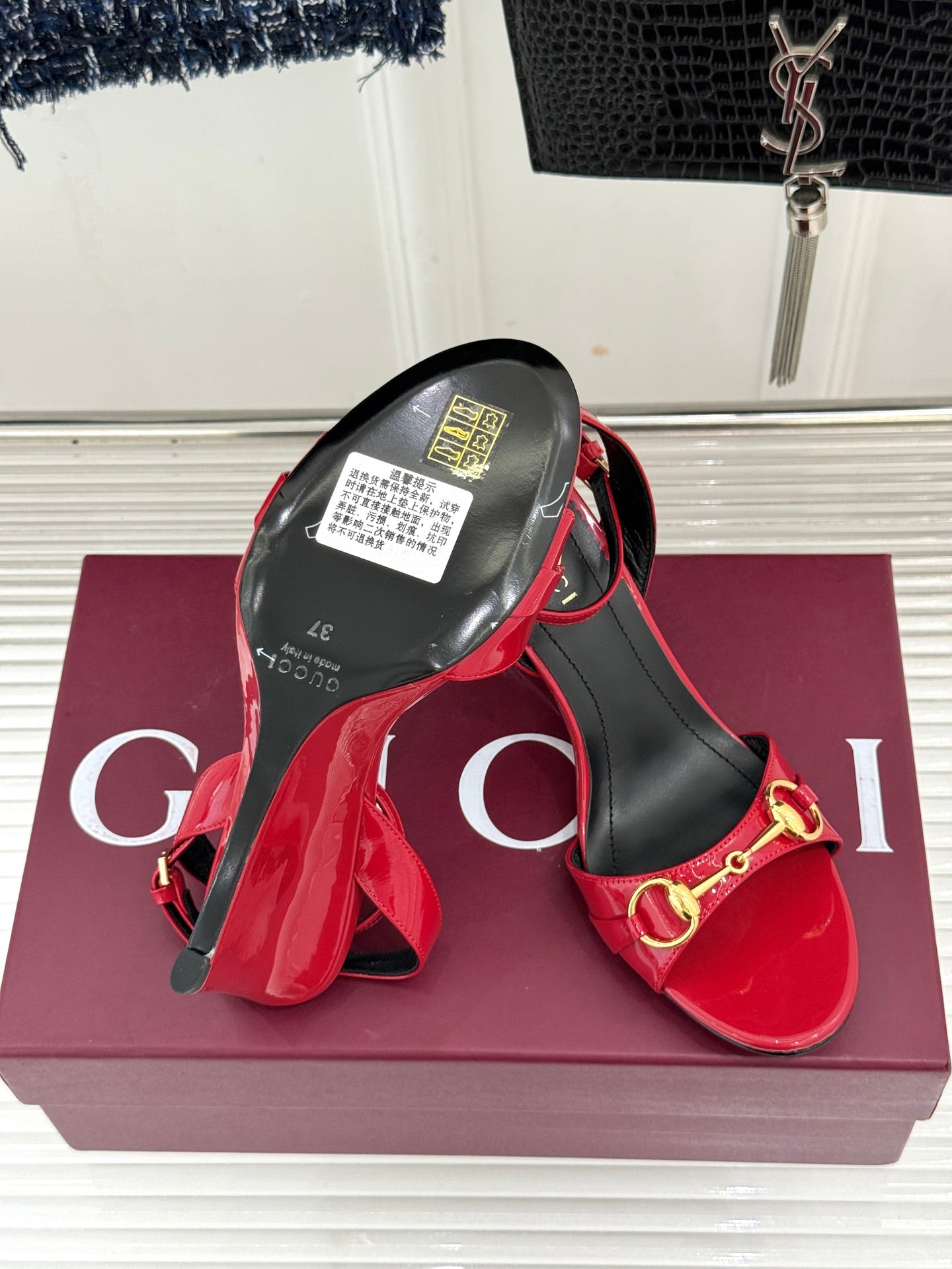 GG 26s Donna Wedge Sandal 8cm Red Sheepskin 991736