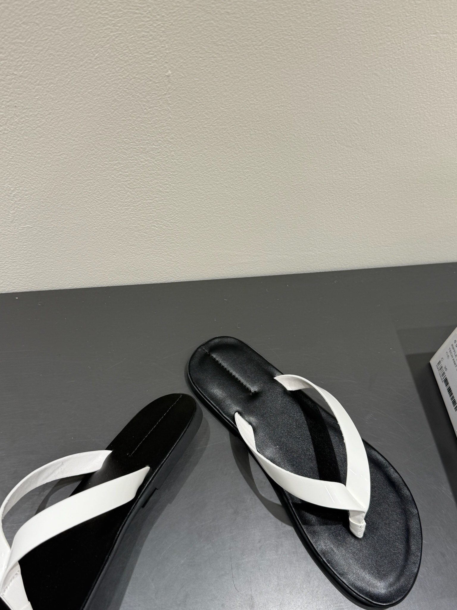 The Row Thong Sandal  Black And White  Patent leather 337445