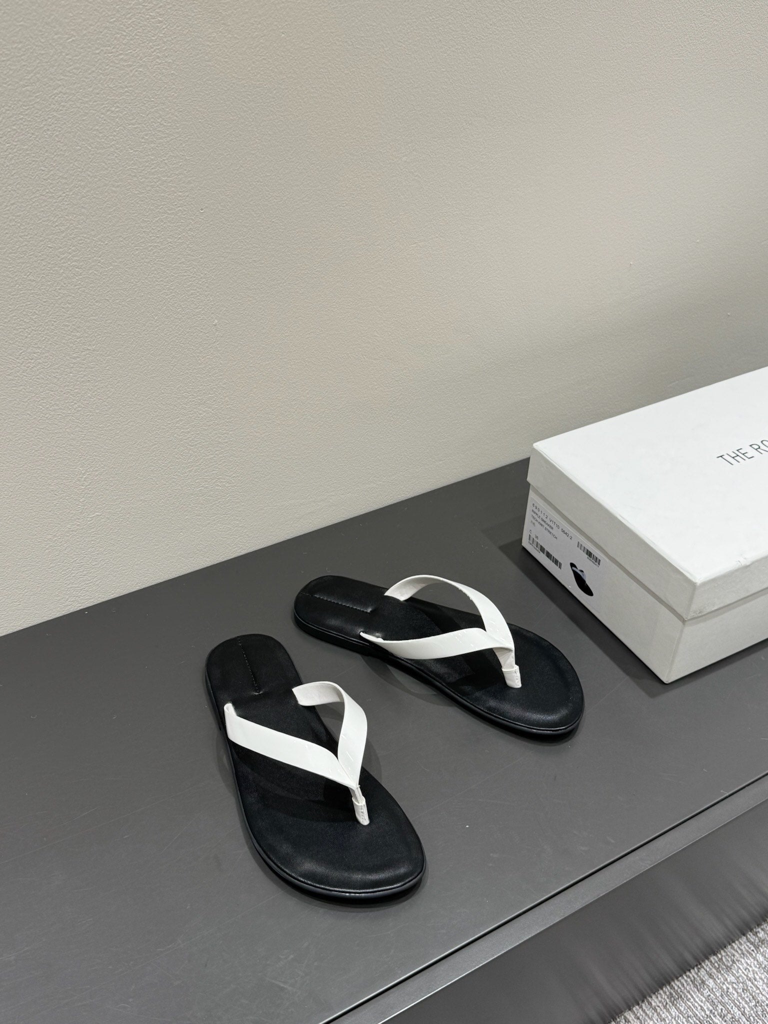 The Row Thong Sandal  Black And White  Patent leather 337445