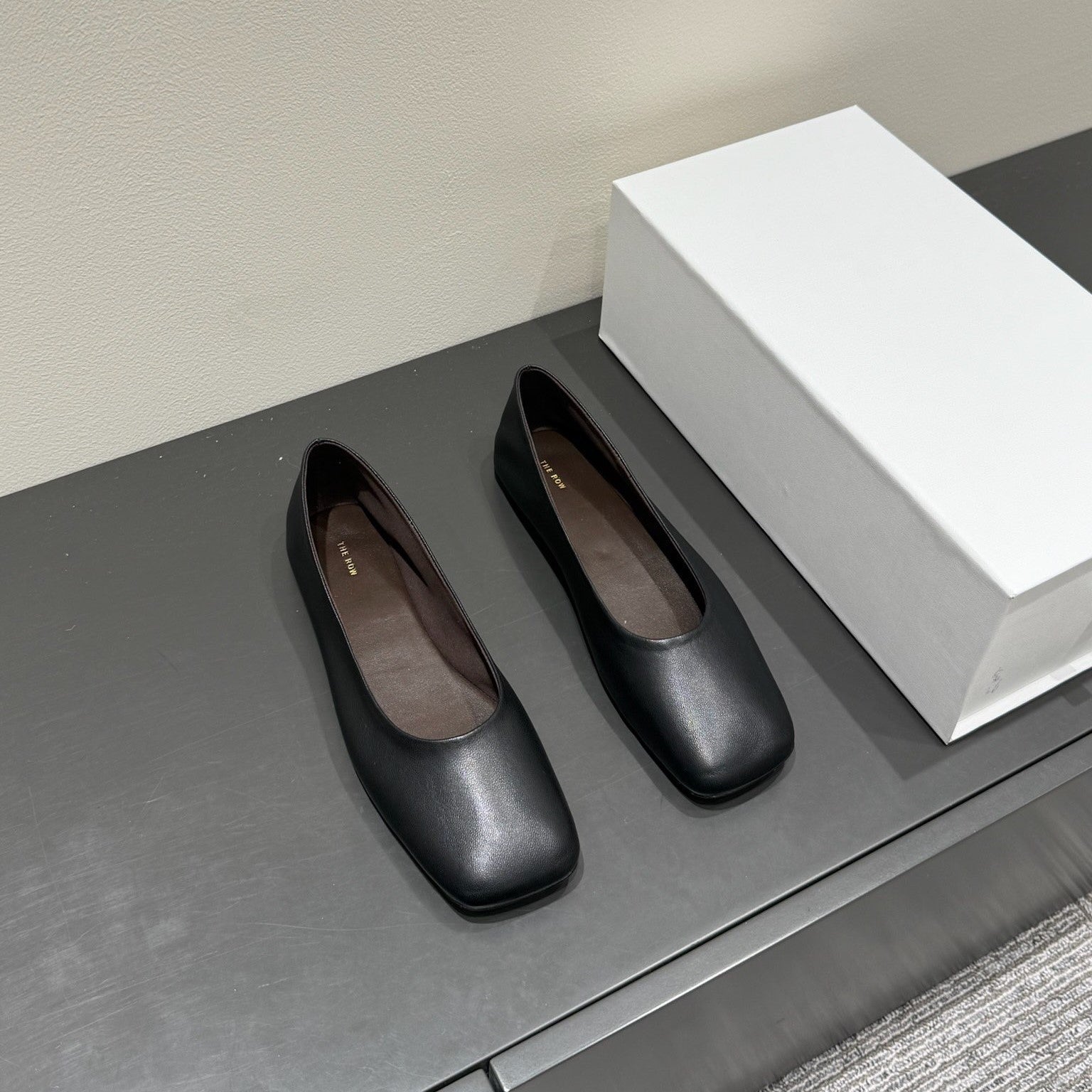 The Row Ballet Flats Black Cowhide 337513