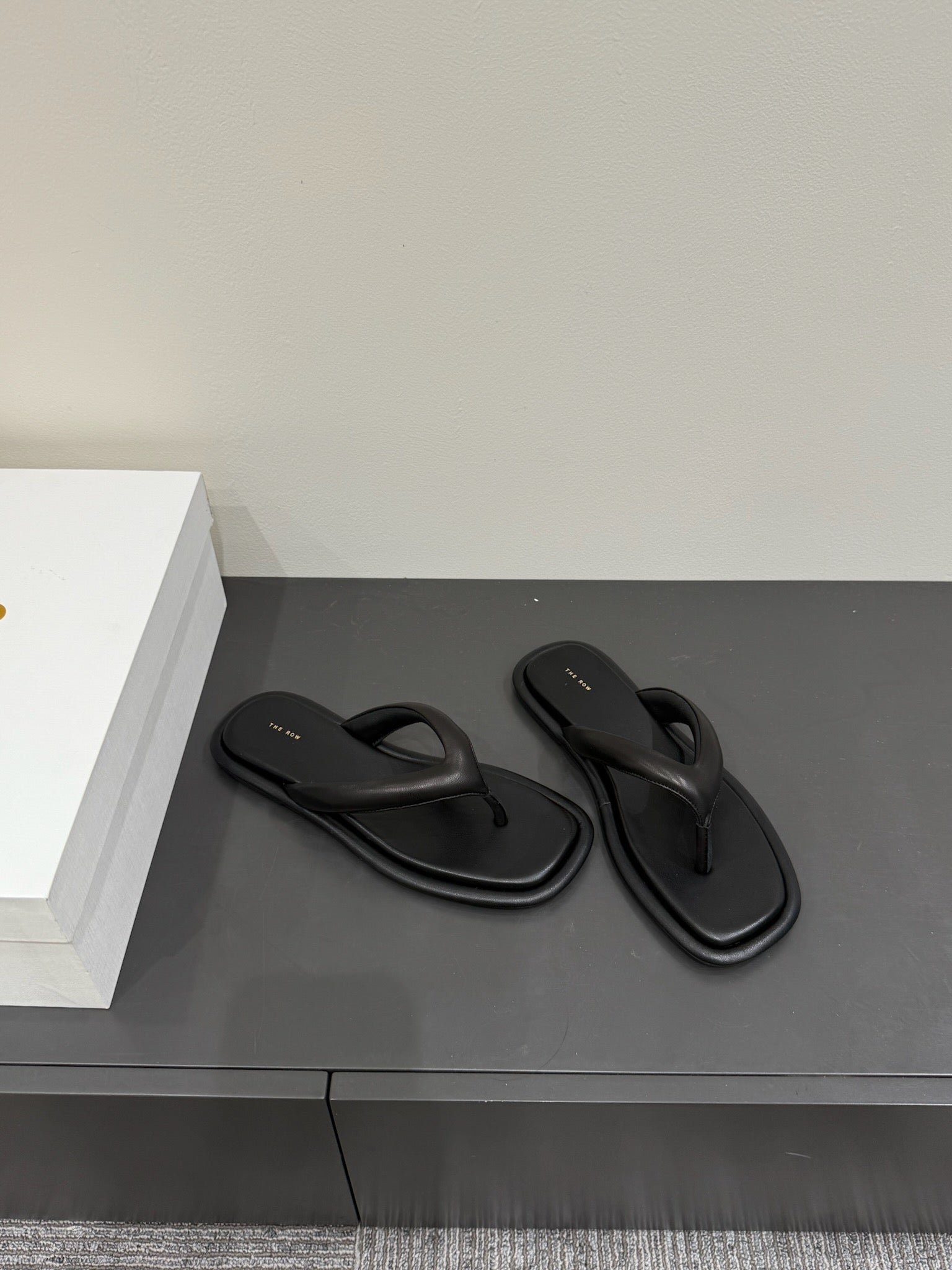 The Row Thong Sandal  Black  Sheepskin 337477