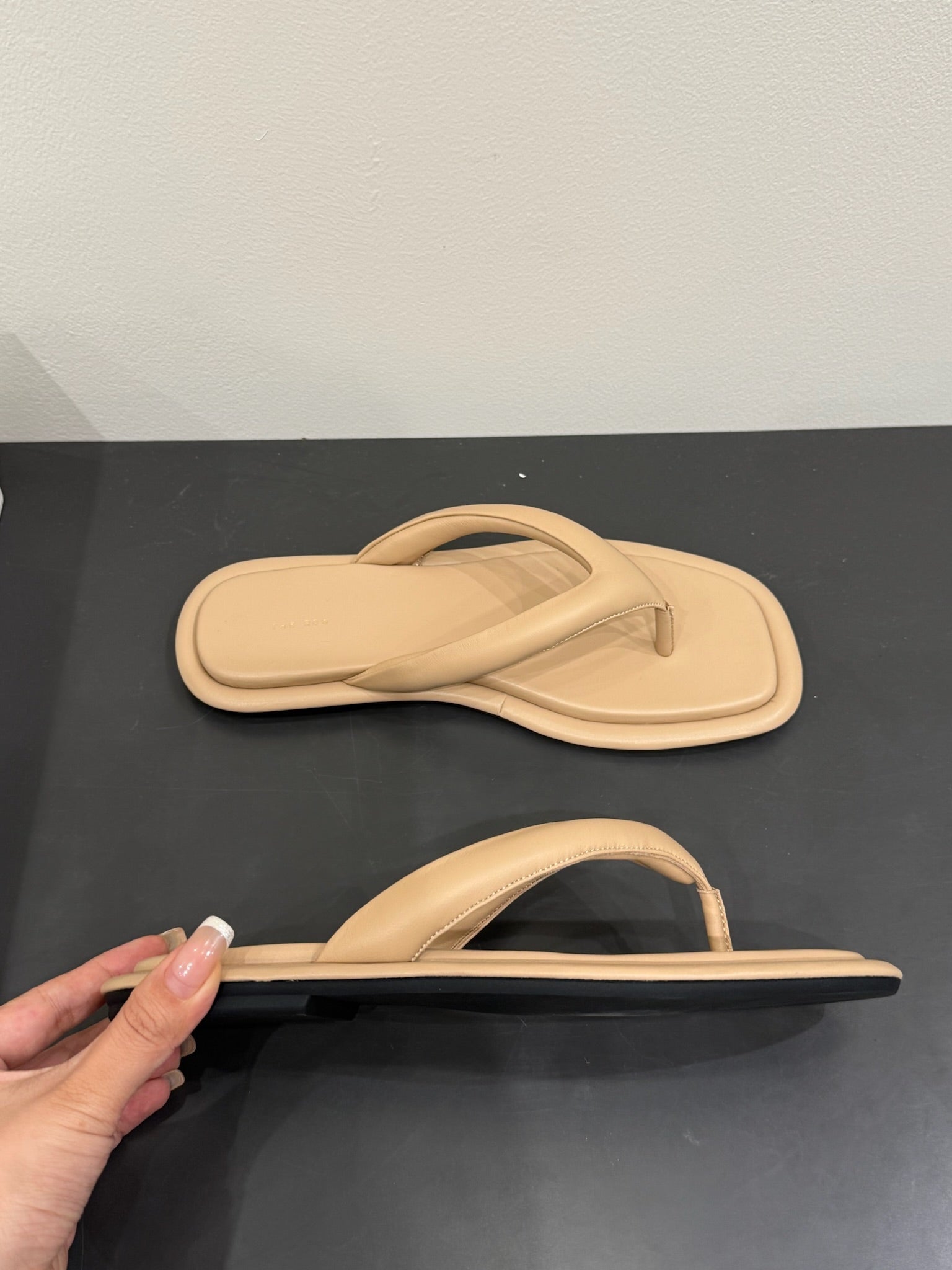 The Row Thong Sandal  Beige Sheepskin 337478