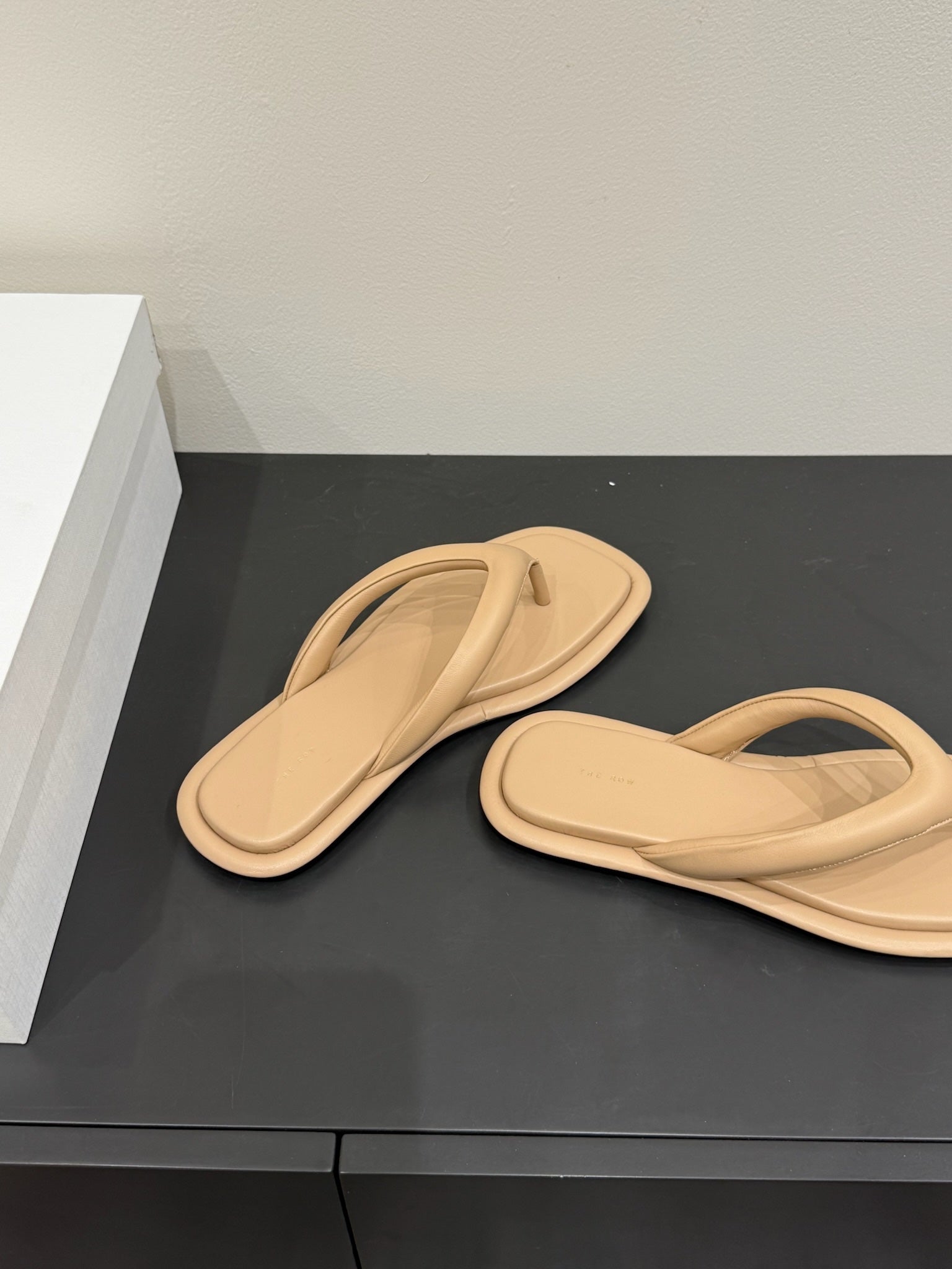 The Row Thong Sandal  Beige Sheepskin 337478