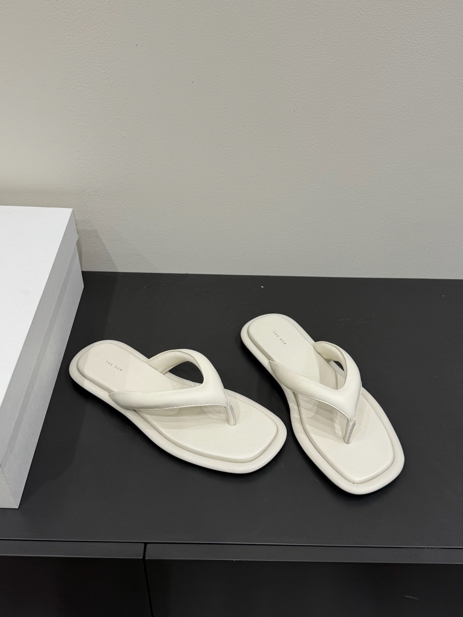The Row Thong Sandal  White Sheepskin 337479