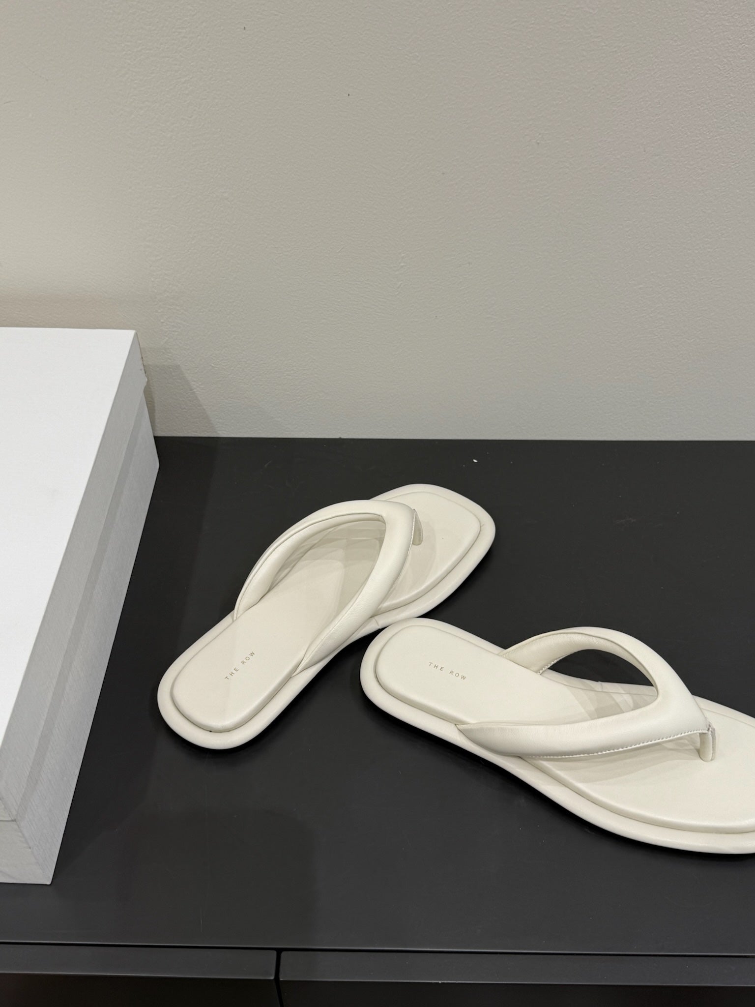 The Row Thong Sandal  White Sheepskin 337479