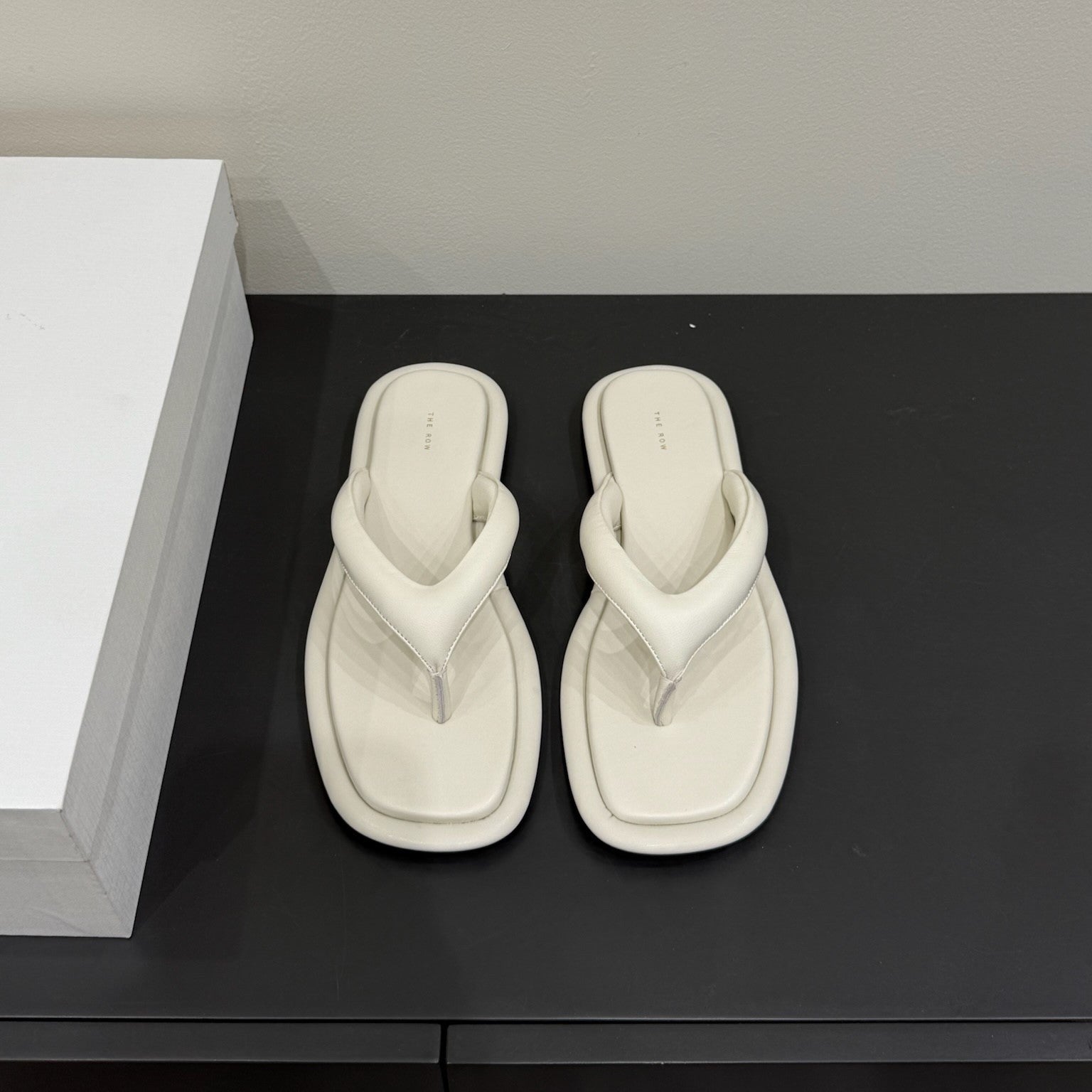 The Row Thong Sandal  White Sheepskin 337479