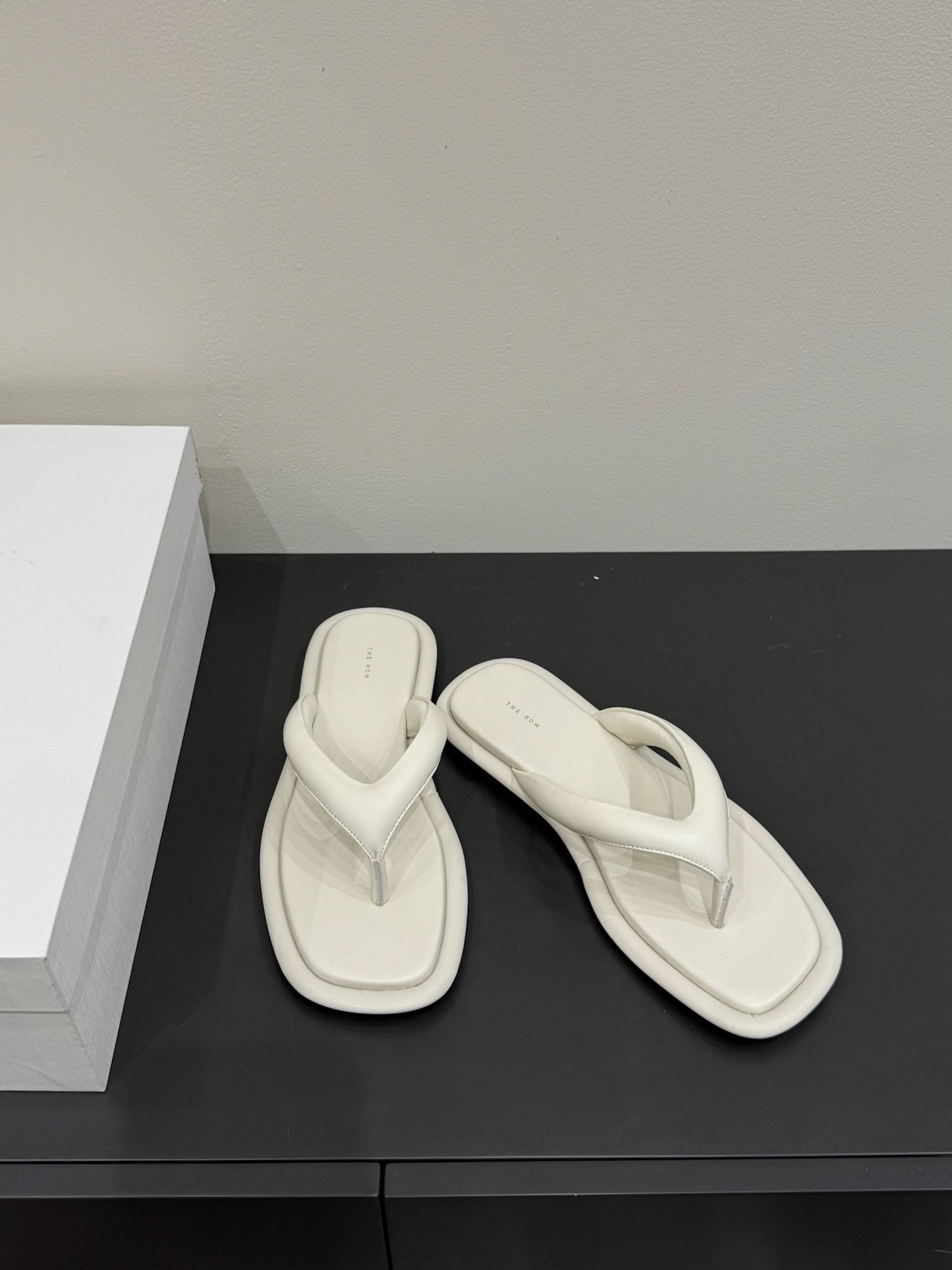 The Row Thong Sandal  White Sheepskin 337479