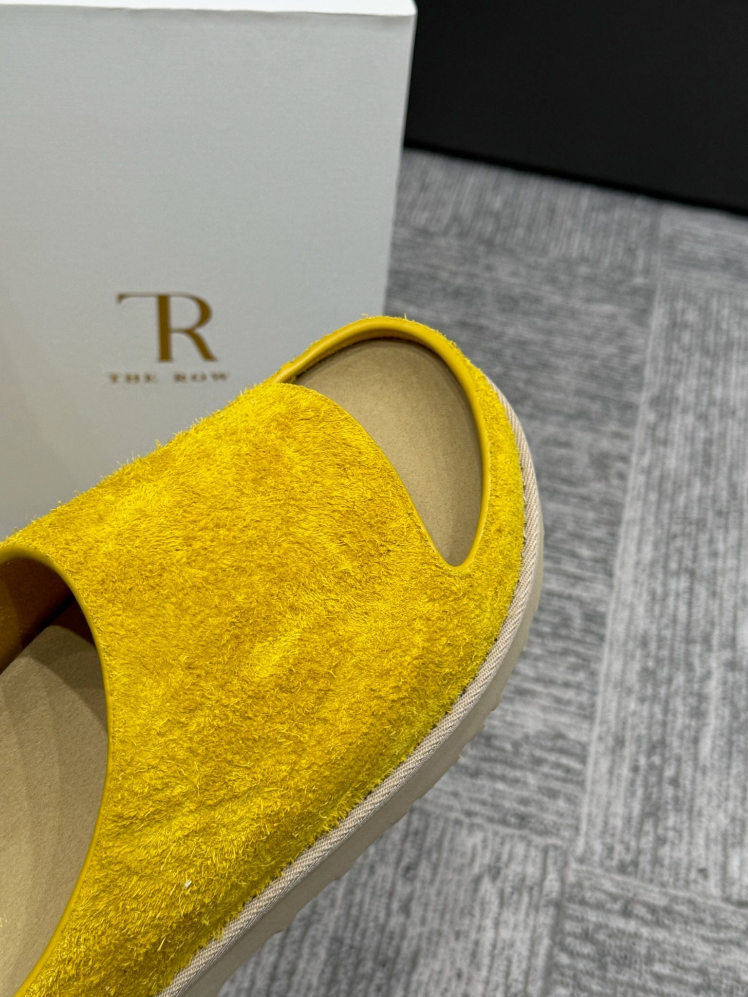 The Row Slide Sandals Yellow Cow Suede 337472