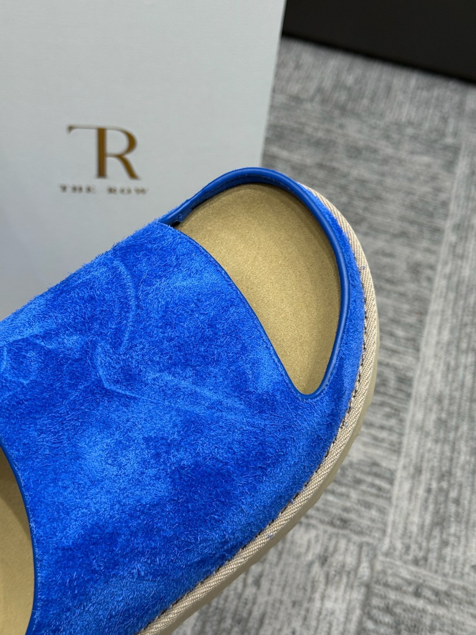 The Row Slide Sandals Blue Cow Suede 337476