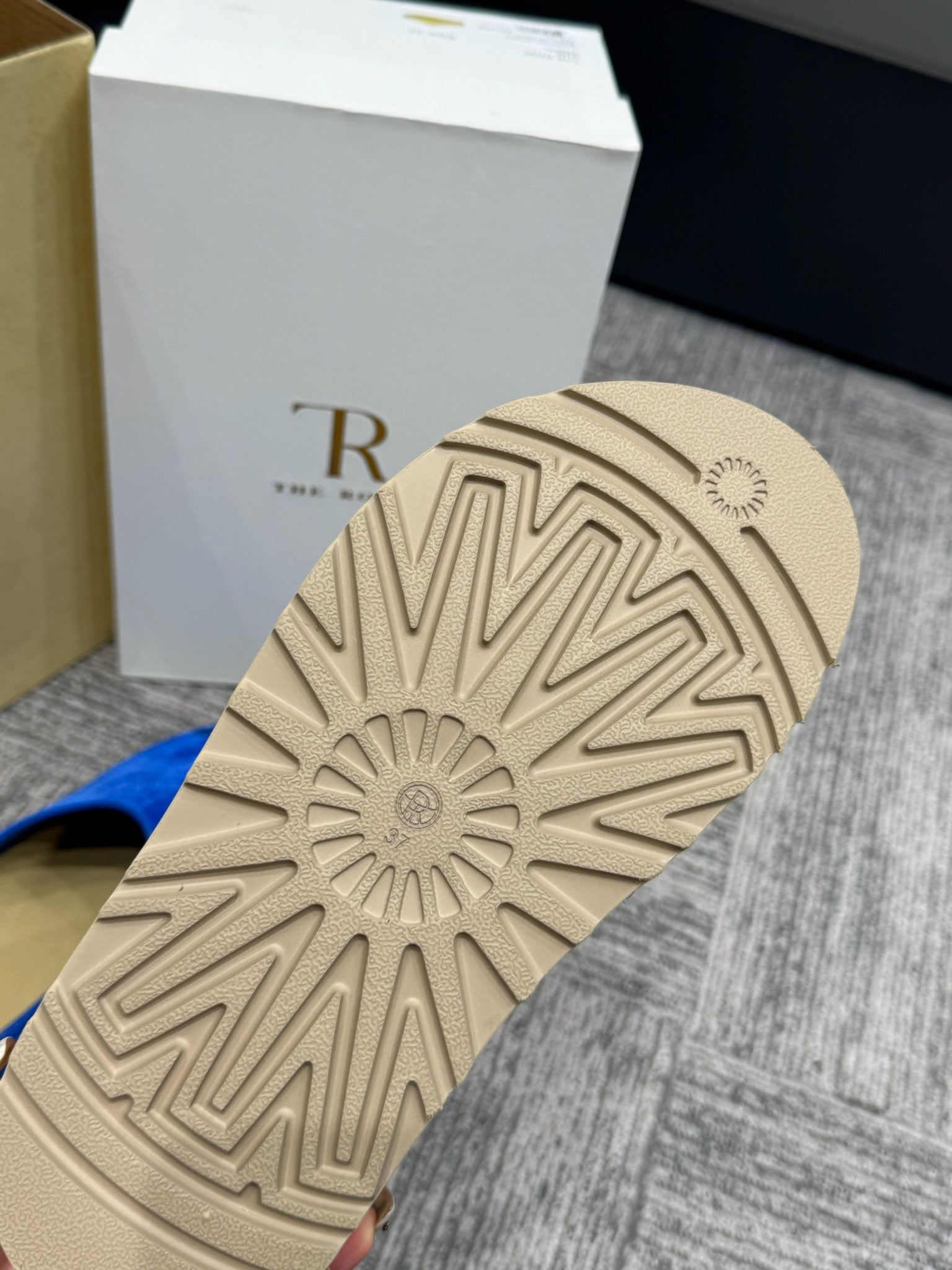 The Row Slide Sandals Blue Cow Suede 337476