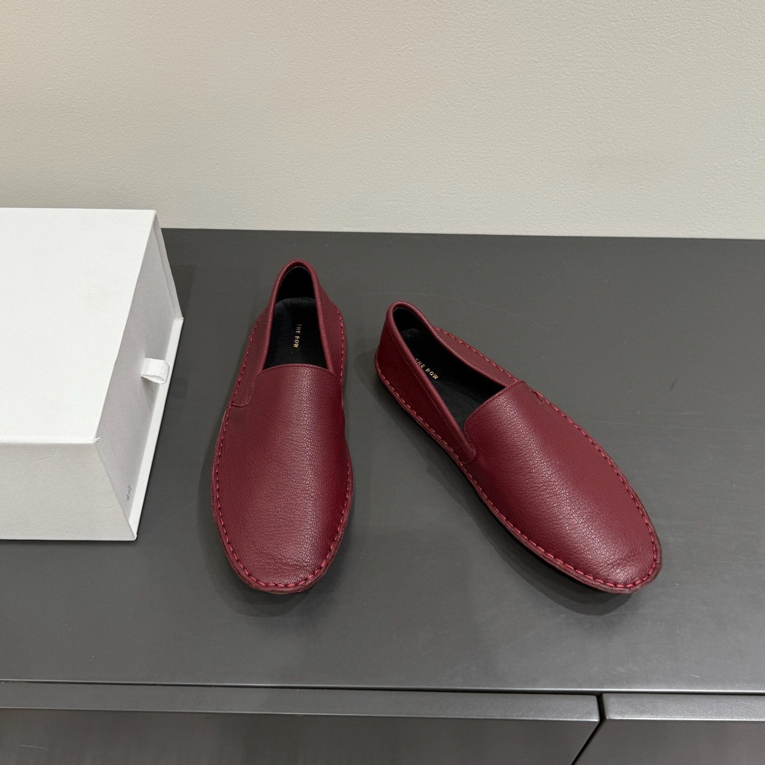 The Row Vasko Slippers Dar Red  Calfskin 337480