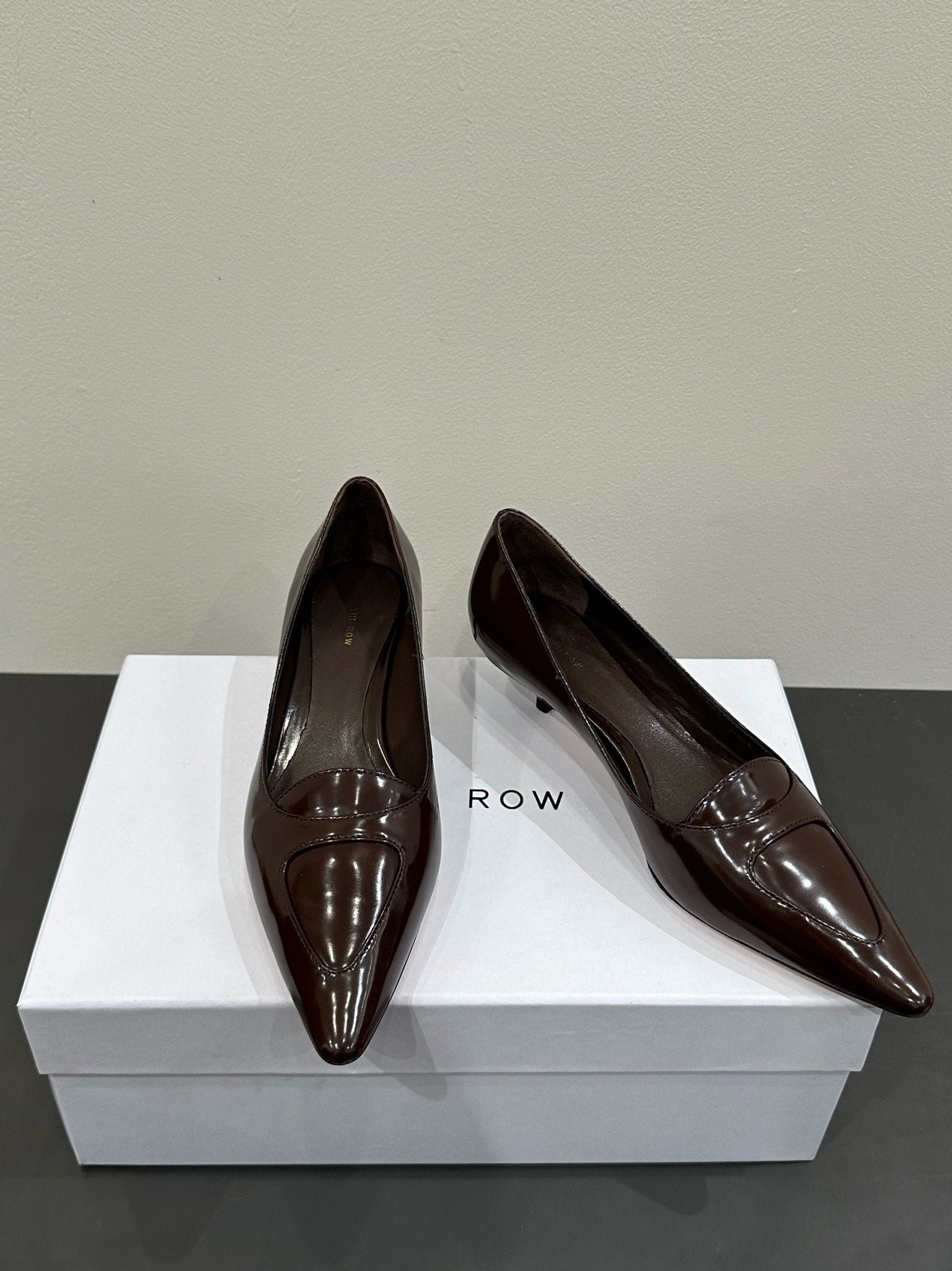 The Row Viv Kitten Pumps 35mm Dark Brown Leather 337489
