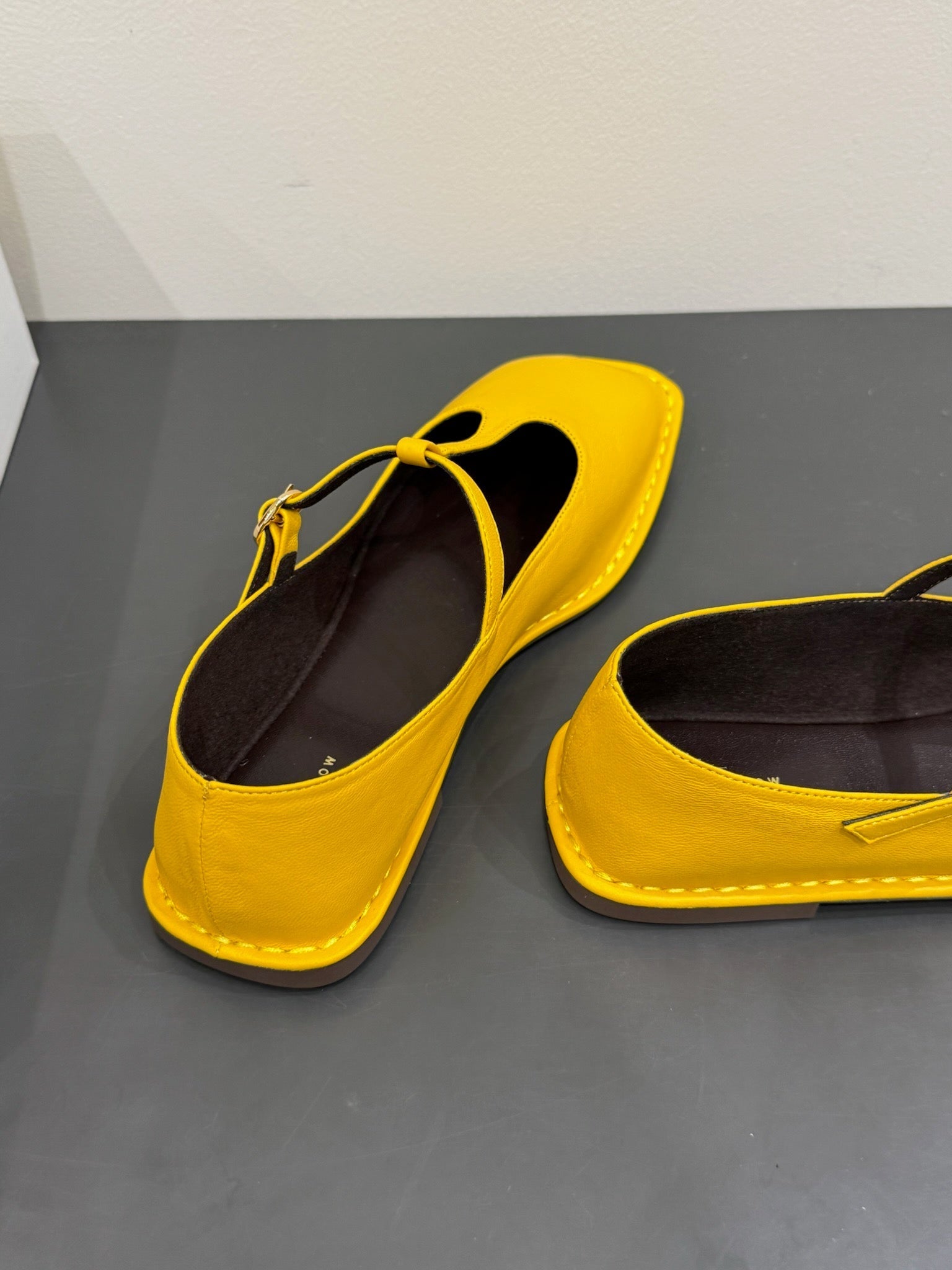 The Row Square T-Strap  Flat Yellow Sheepskin 337497