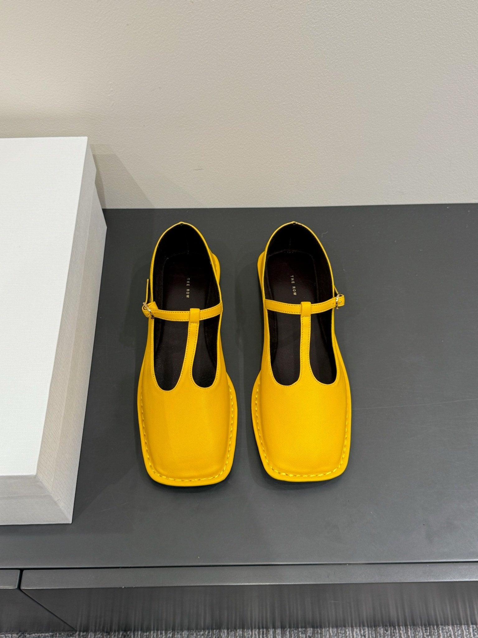 The Row Square T-Strap  Flat Yellow Sheepskin 337497